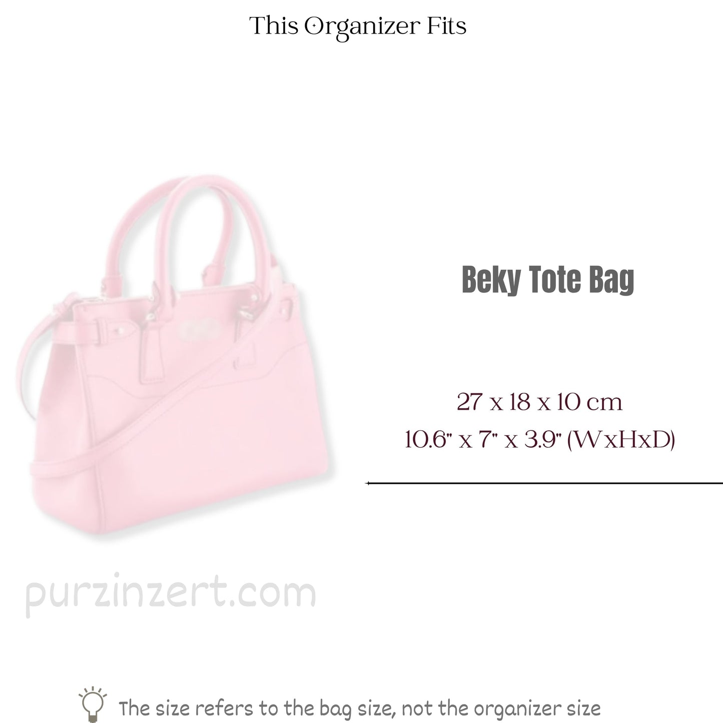 Bag Insert for (Ferragamo, Beky Tote Bag) Organizer of Felt Fabric