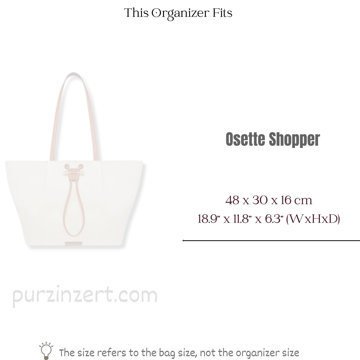 Bag Insert for (Strathberry, Osette Shopper) Organizer of Felt Fabric