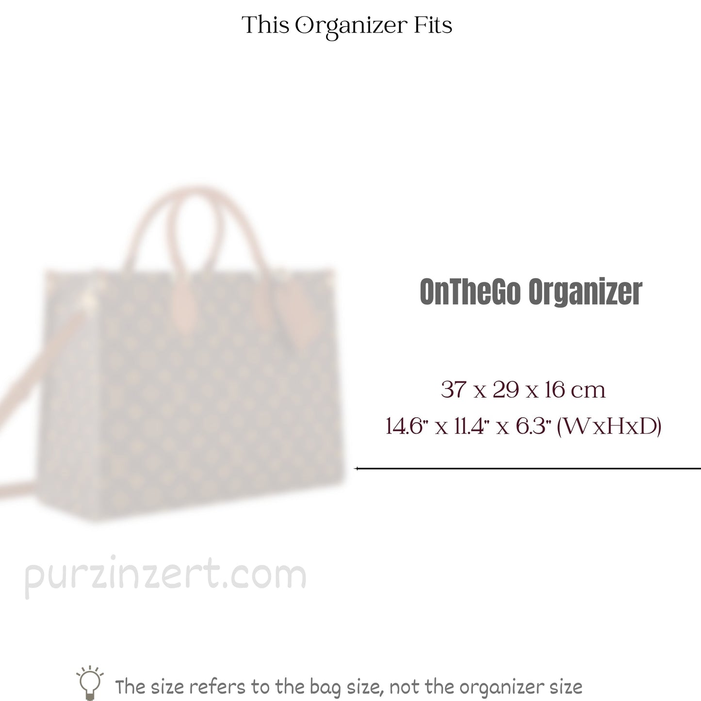 Bag Insert for (LV, OnTheGo Organizer) Organizer of Silk Fabric