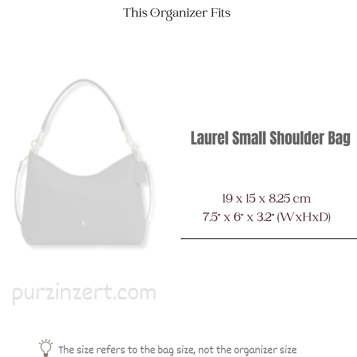 Bag Insert for (Coach, Laurel Small Shoulder Bag) Organizer of Silk Fabric