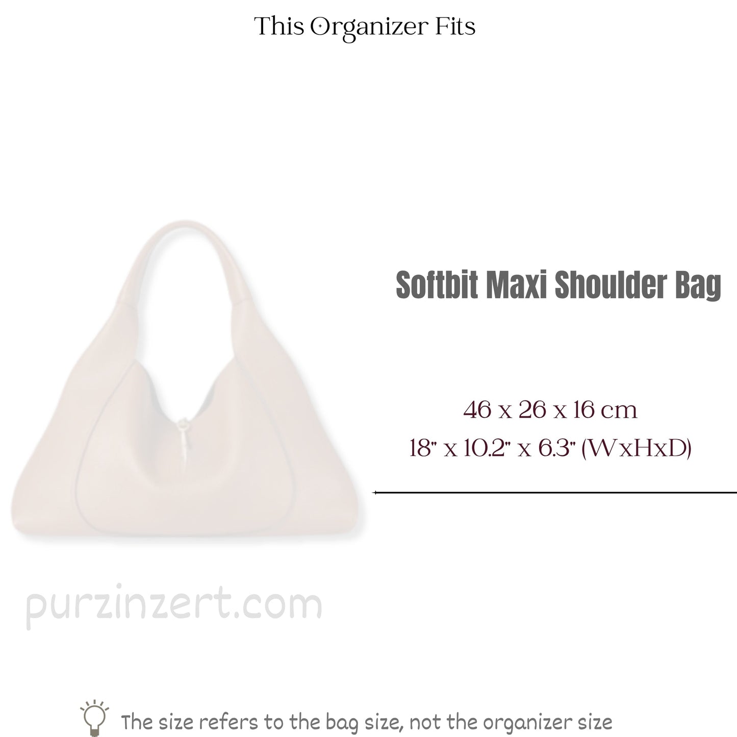 Bag Insert for (Gucci, Softbit maxi shoulder bag) Organizer of Felt Fabric