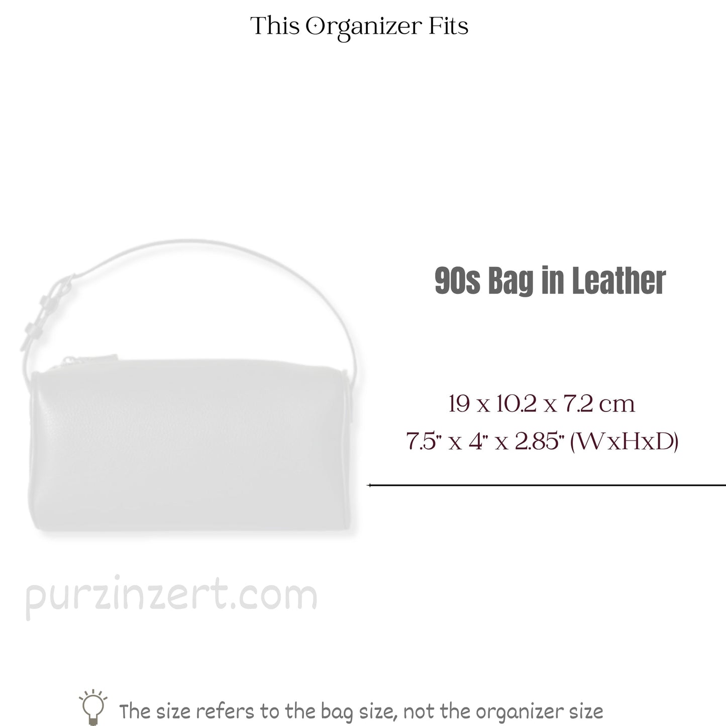 Bag Insert for (The Row, 90s Bag in Leather) Organizer of Felt Fabric