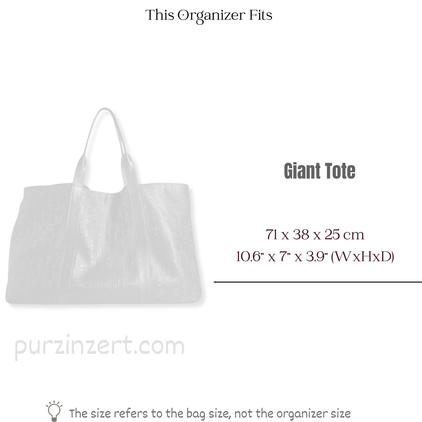 Bag Insert for (Parker Thatch, Giant Tote) Organizer of Felt Fabric