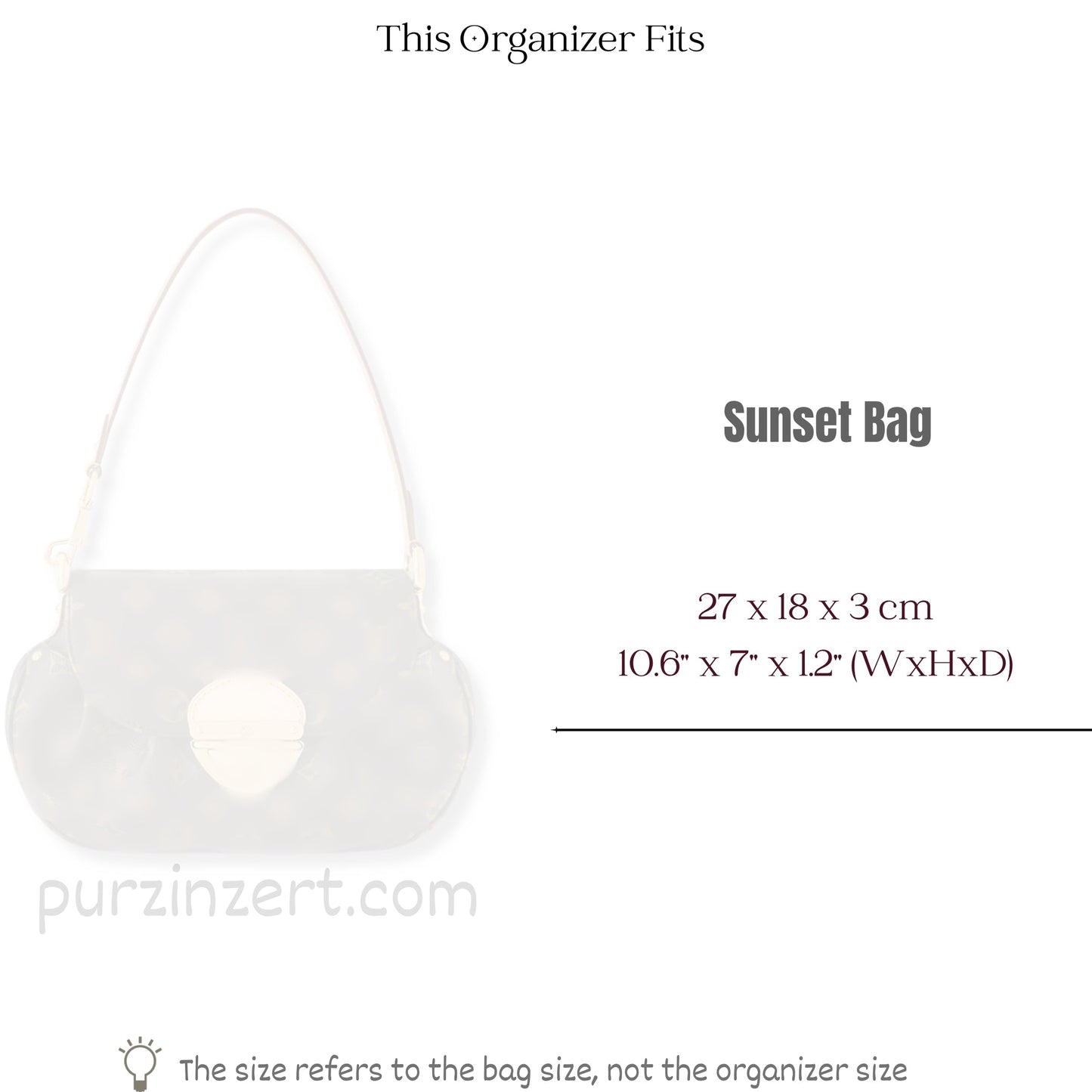 Bag Insert for (LV, Sunset Bag) Organizer of Felt Fabric