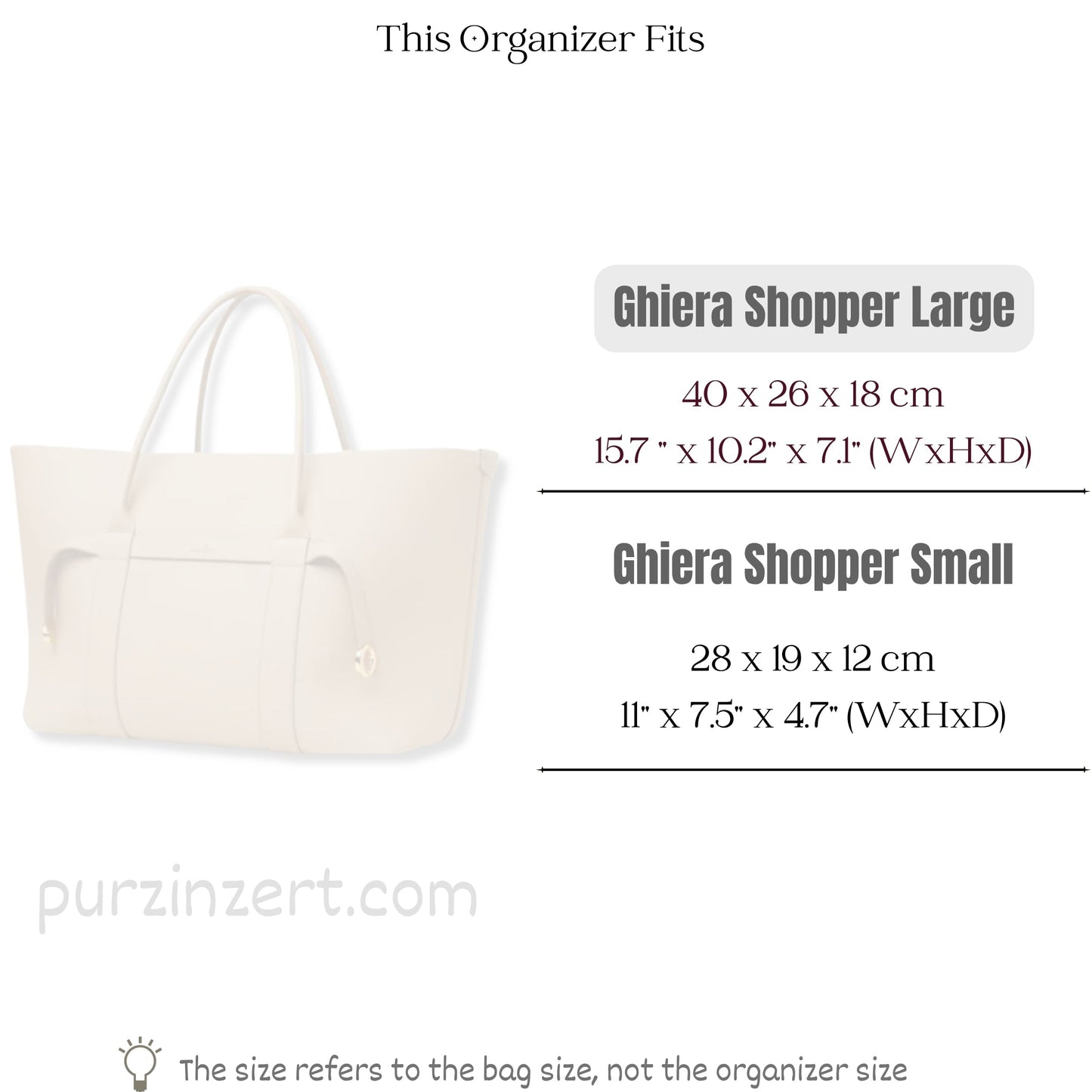 Bag Insert for (Loro Piana, Ghiera Shopper Large) Organizer of Nylon Fabric