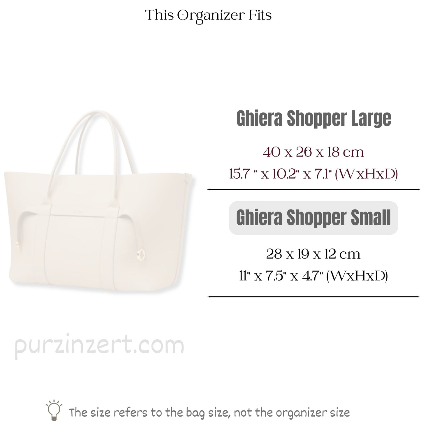 Bag Insert for (Loro Piana, Ghiera Shopper Small) Organizer of Nylon Fabric