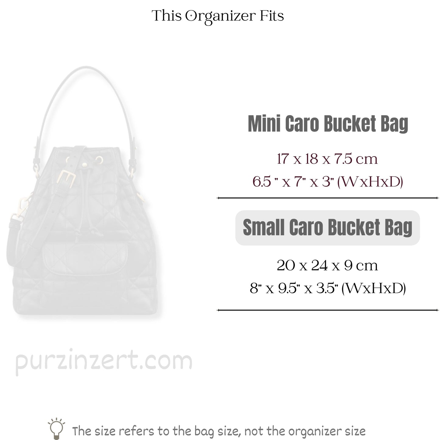Bag Insert for (Dior, Small Caro Bucket Bag) Organizer of Felt Fabric