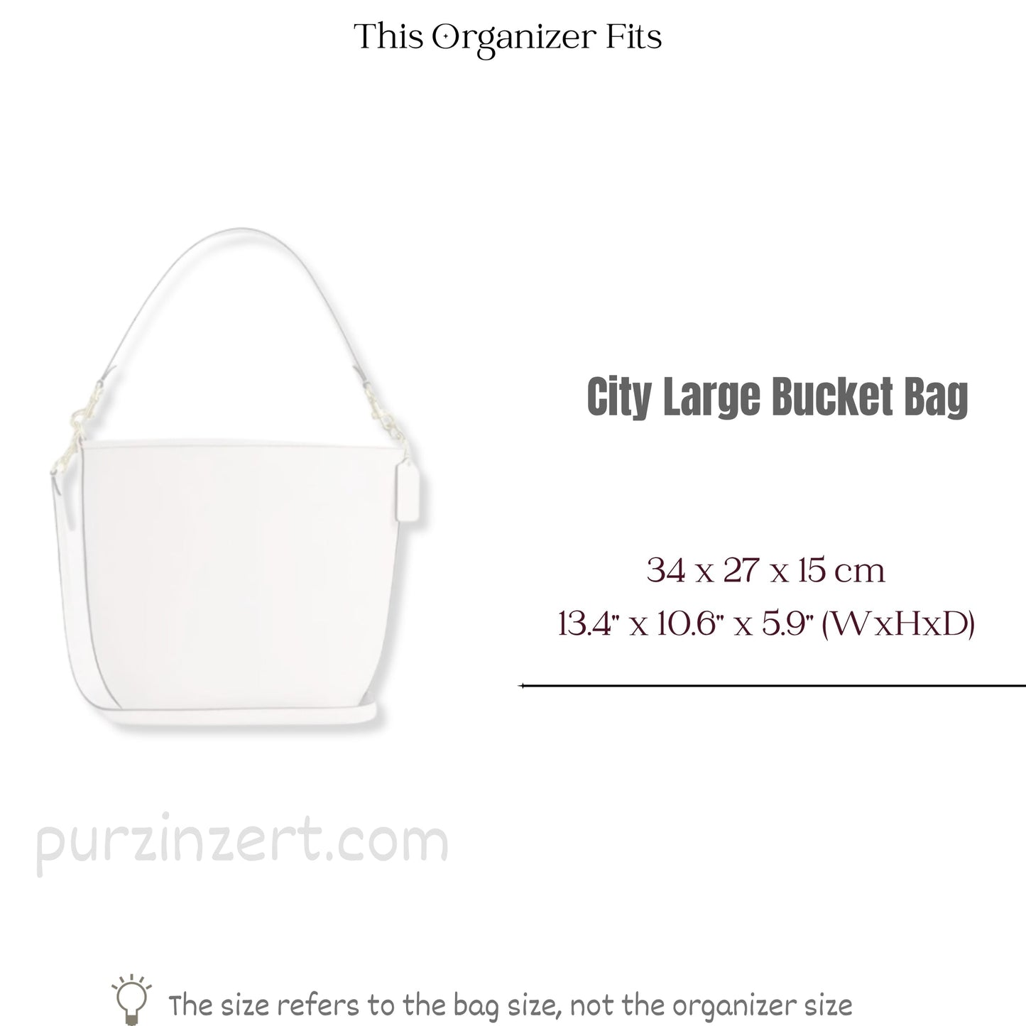 Bag Insert for (Coach, City Large Bucket Bag) Organizer of Felt Fabric