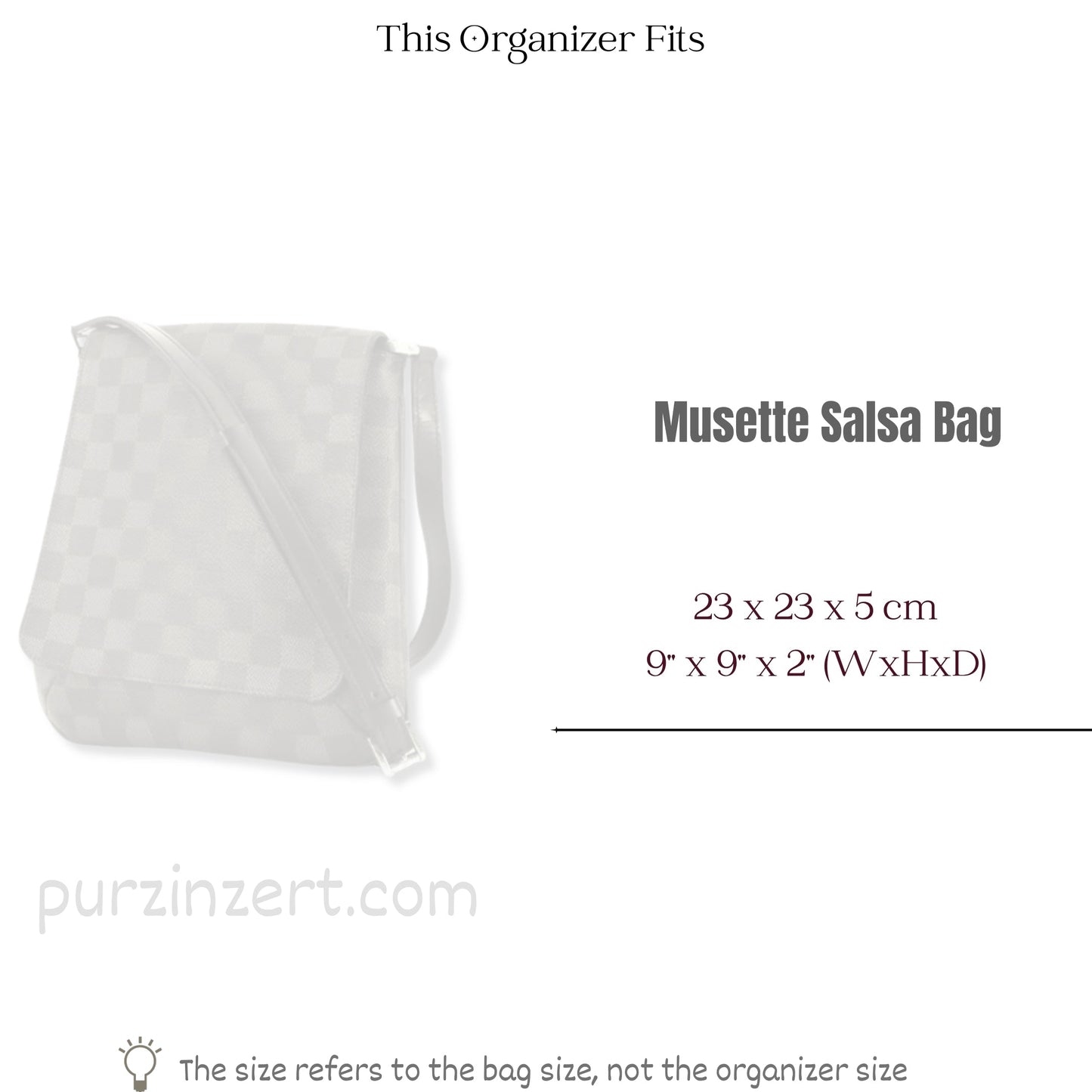 Bag Insert for (LV, Musette Salsa bag) Organizer of Felt Fabric