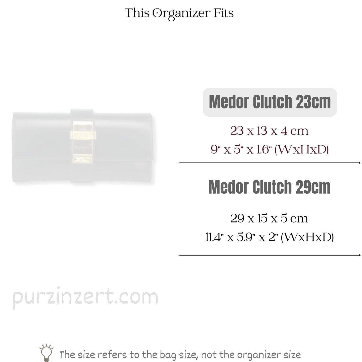 Bag Insert for (Hermes, Medor Clutch 23cm) Organizer of Felt Fabric