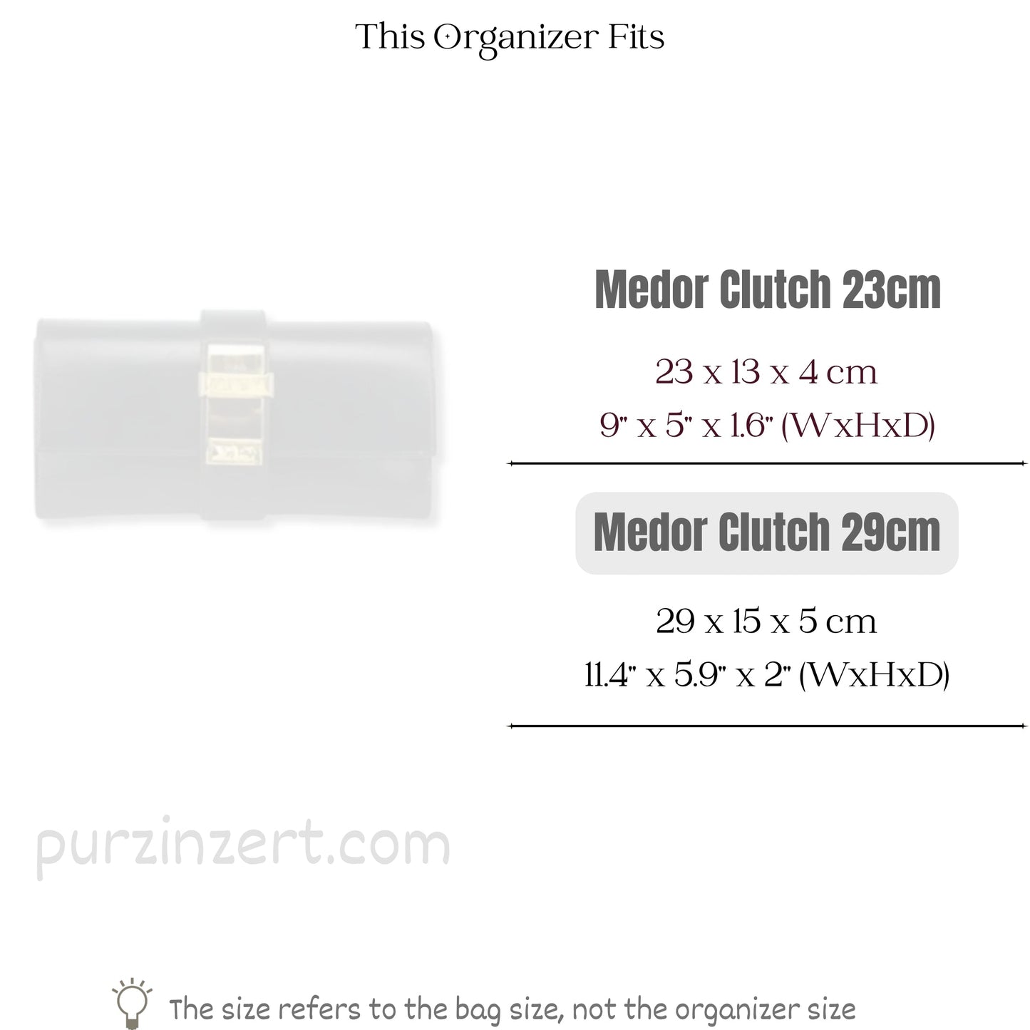 Bag Insert for (Hermes, Medor Clutch 29cm) Organizer of Felt Fabric