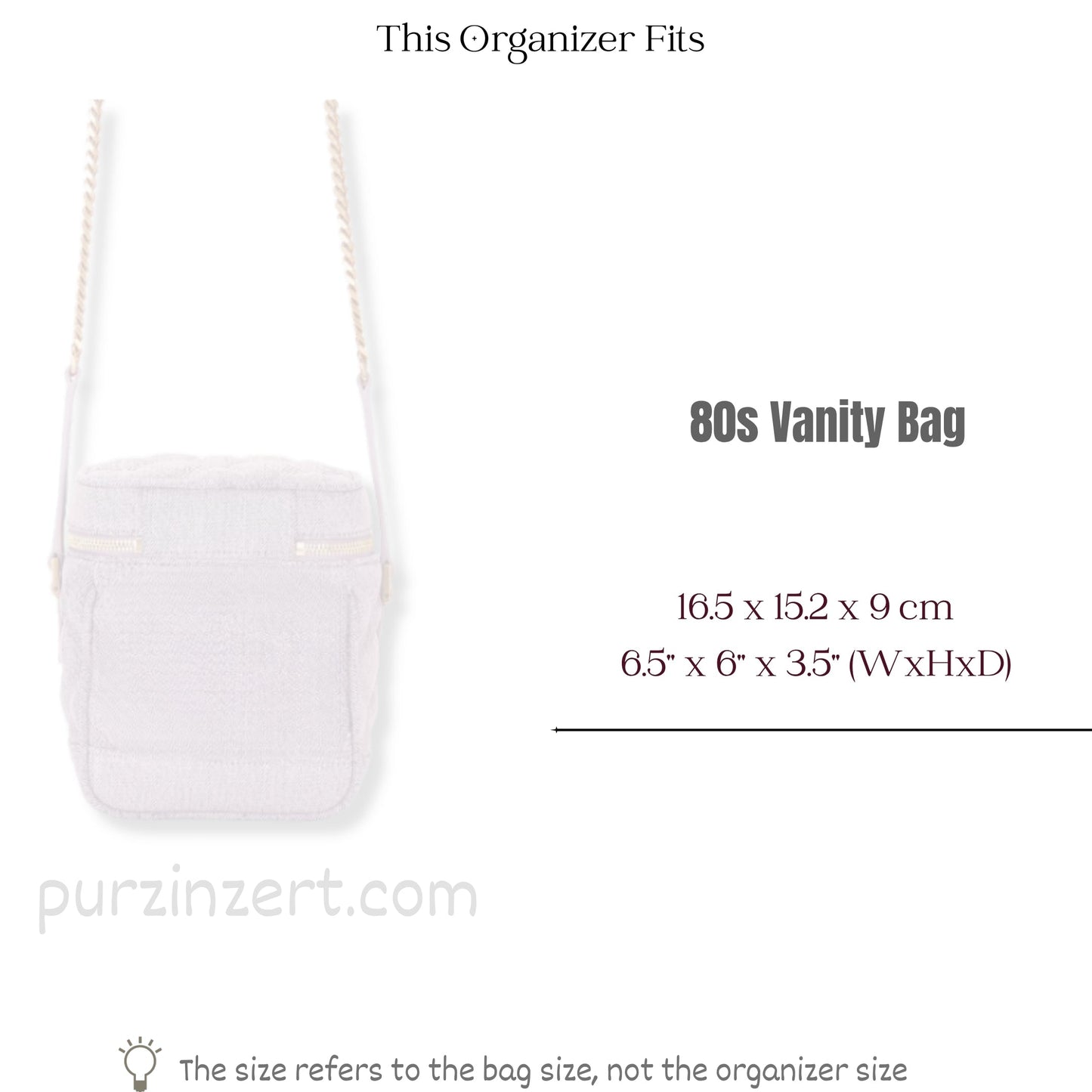 Bag Insert for (Saint Laurent (YSL), 80s Vanity Bag) Organizer of Felt Fabric