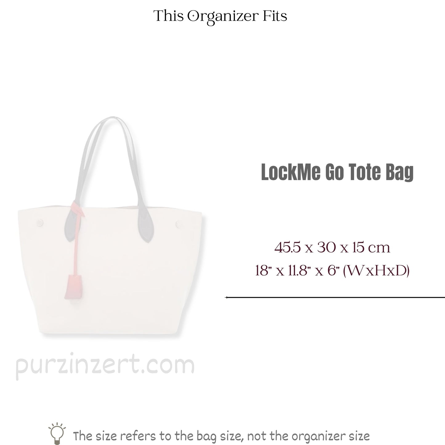 Bag Insert for (LV, LockMe Go Tote Bag) Organizer of Nylon Fabric