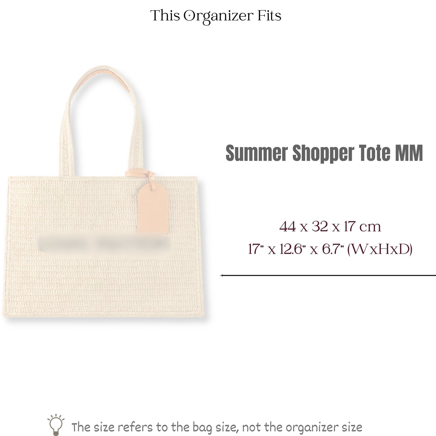 Bag Insert for (LV, Summer Shopper Tote MM) Organizer of Nylon Fabric