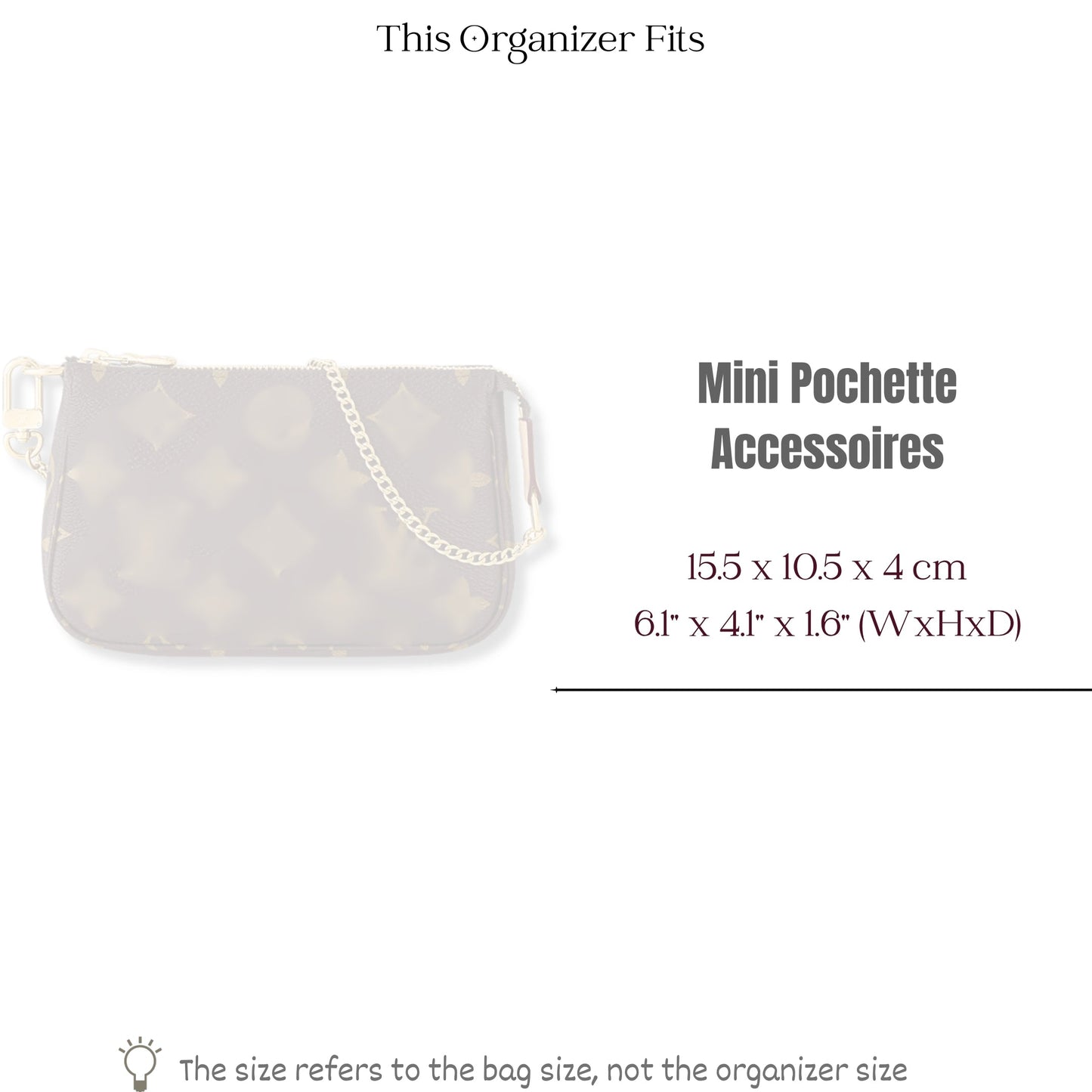 Bag Insert for (LV, Mini Pochette Accessoires) Organizer of Felt Fabric