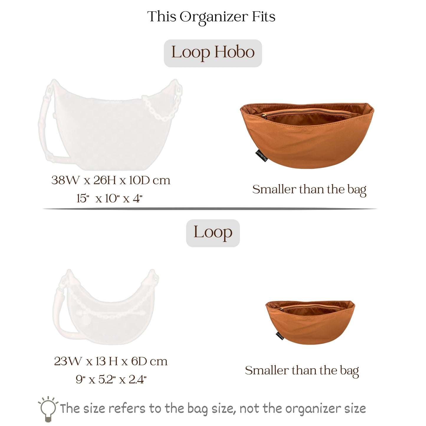 Bag Insert for (LV, Loop Bag) Organizer of Nylon Fabric