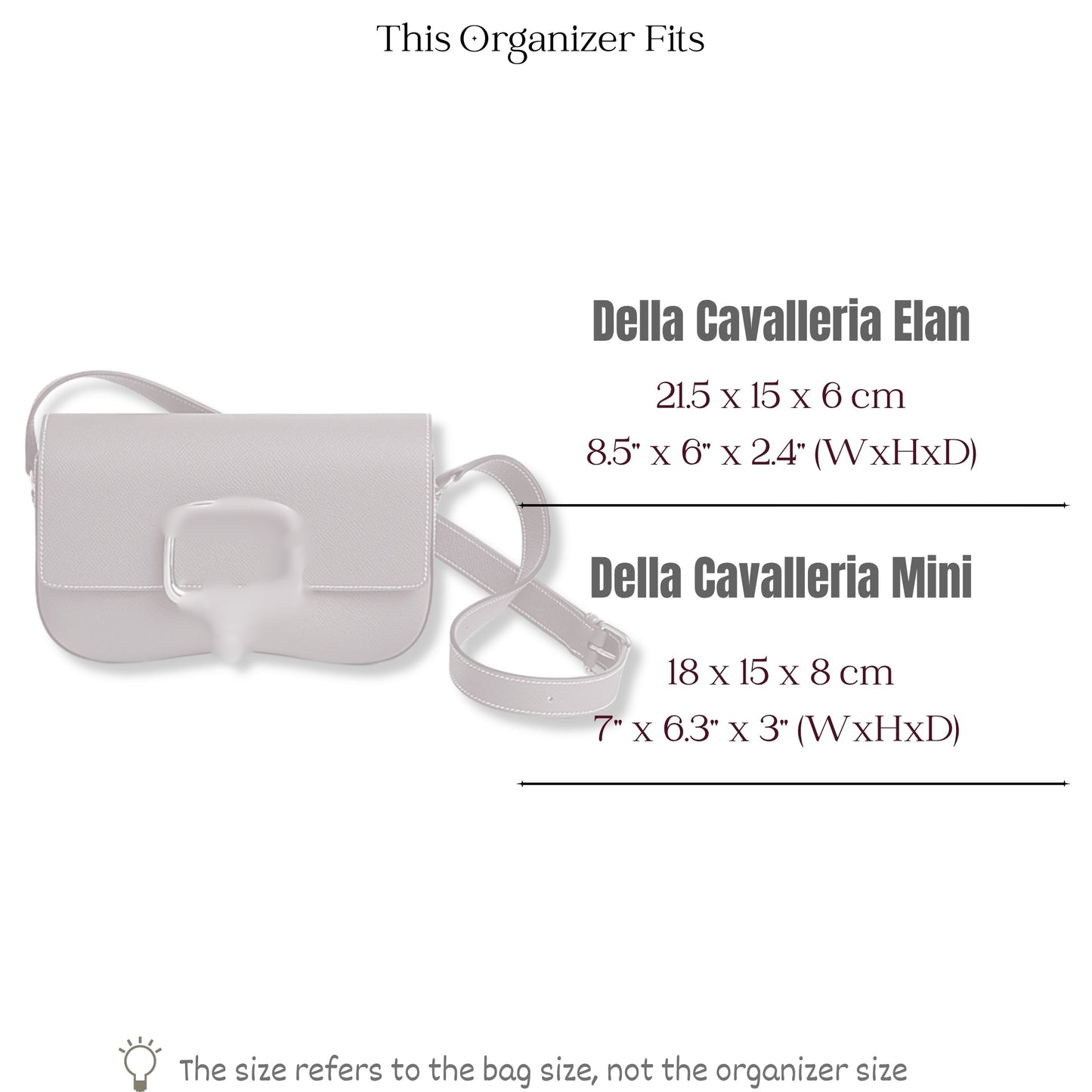 Bag Insert for (Hermes, Della Cavalleria Elan) Organizer of Felt Fabric