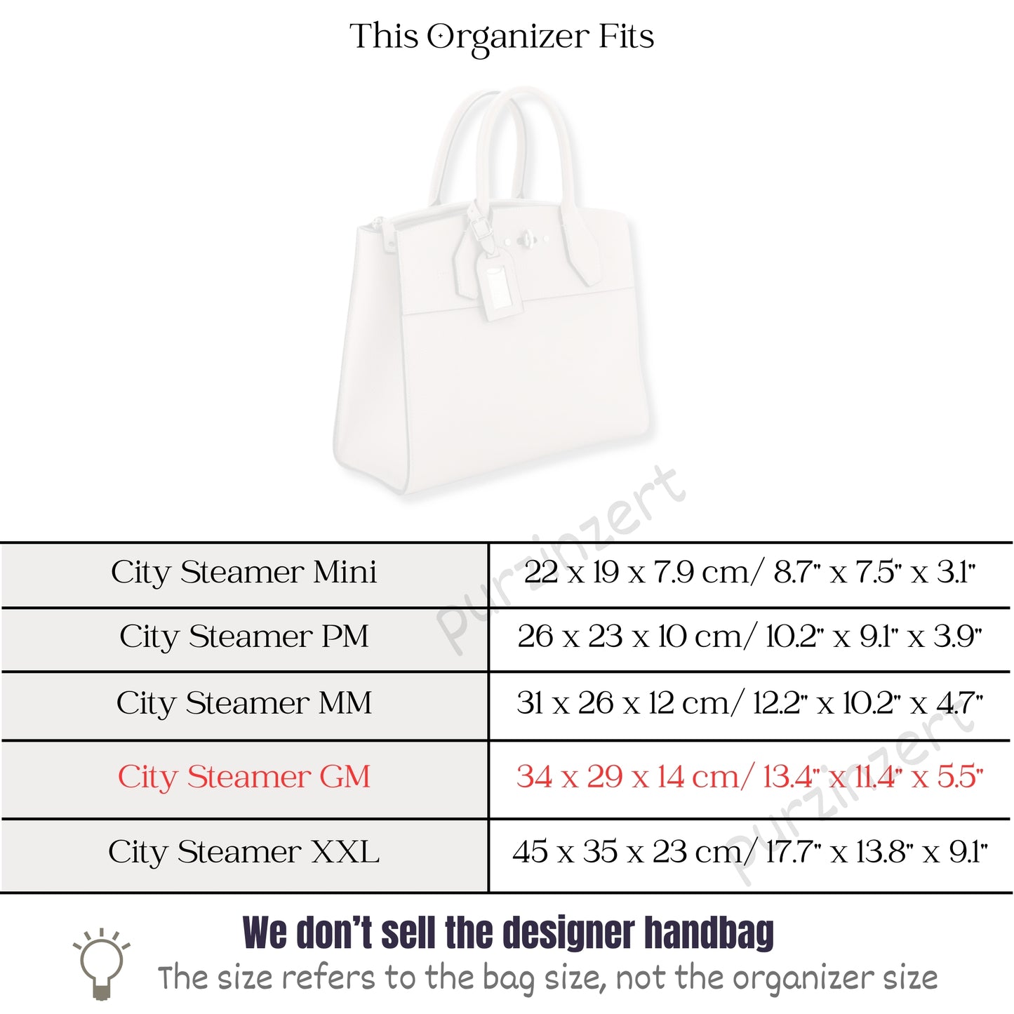Bag Insert for (LV, City Steamer GM (Large)) Organizer of Silk Fabric