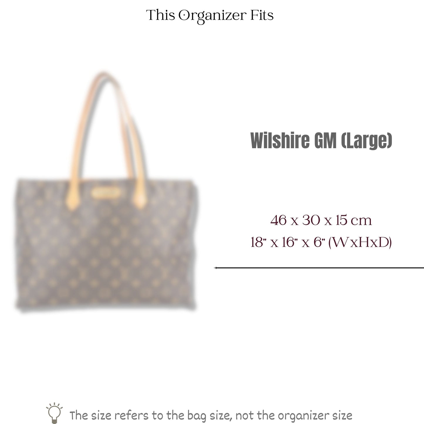 Bag Insert for (LV, Wilshire GM (Large)) Organizer of Silk Fabric