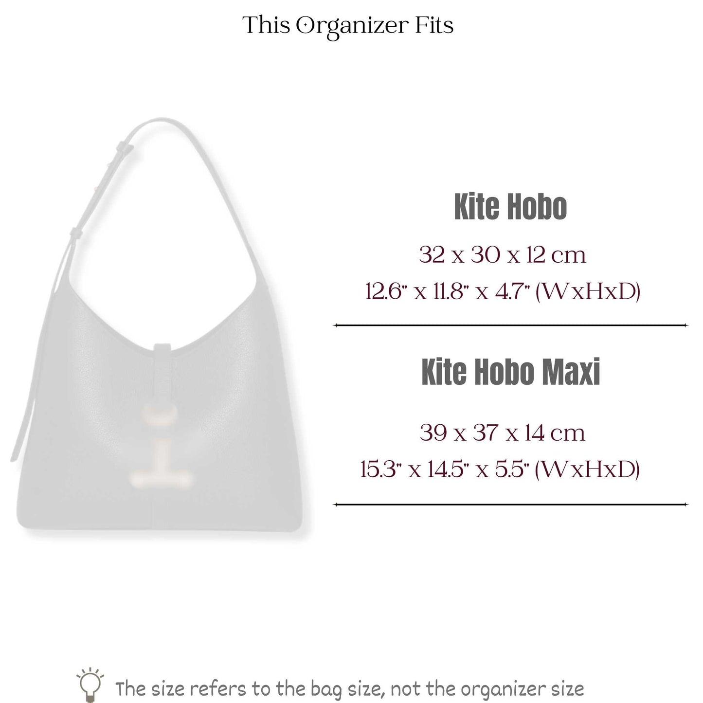 Bag Insert for (Kite Hobo) Organizer of Silk Fabric