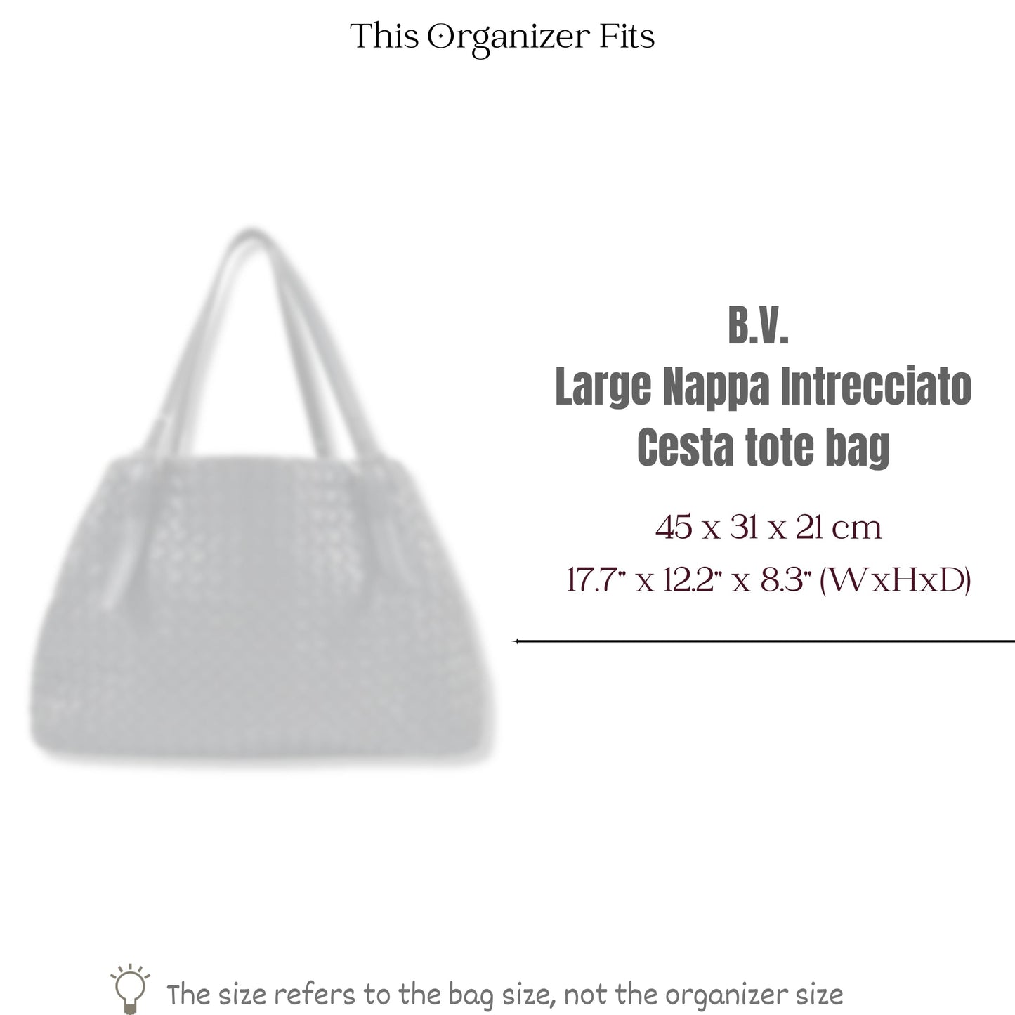 Bag Insert for (Bottega Veneta, Large Nappa Intrecciato Cesta tote bag) Organizer of Felt Fabric