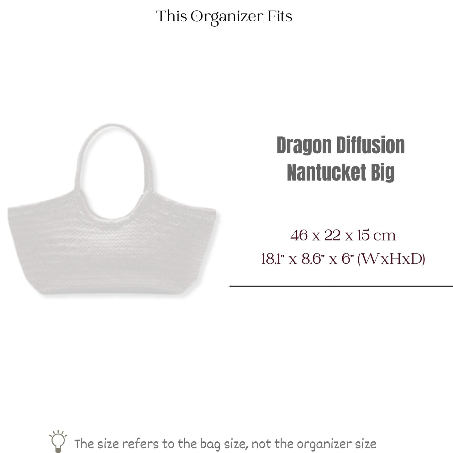 Bag Insert for (Dragon Diffusion, Nantucket Big) Organizer of Felt Fabric