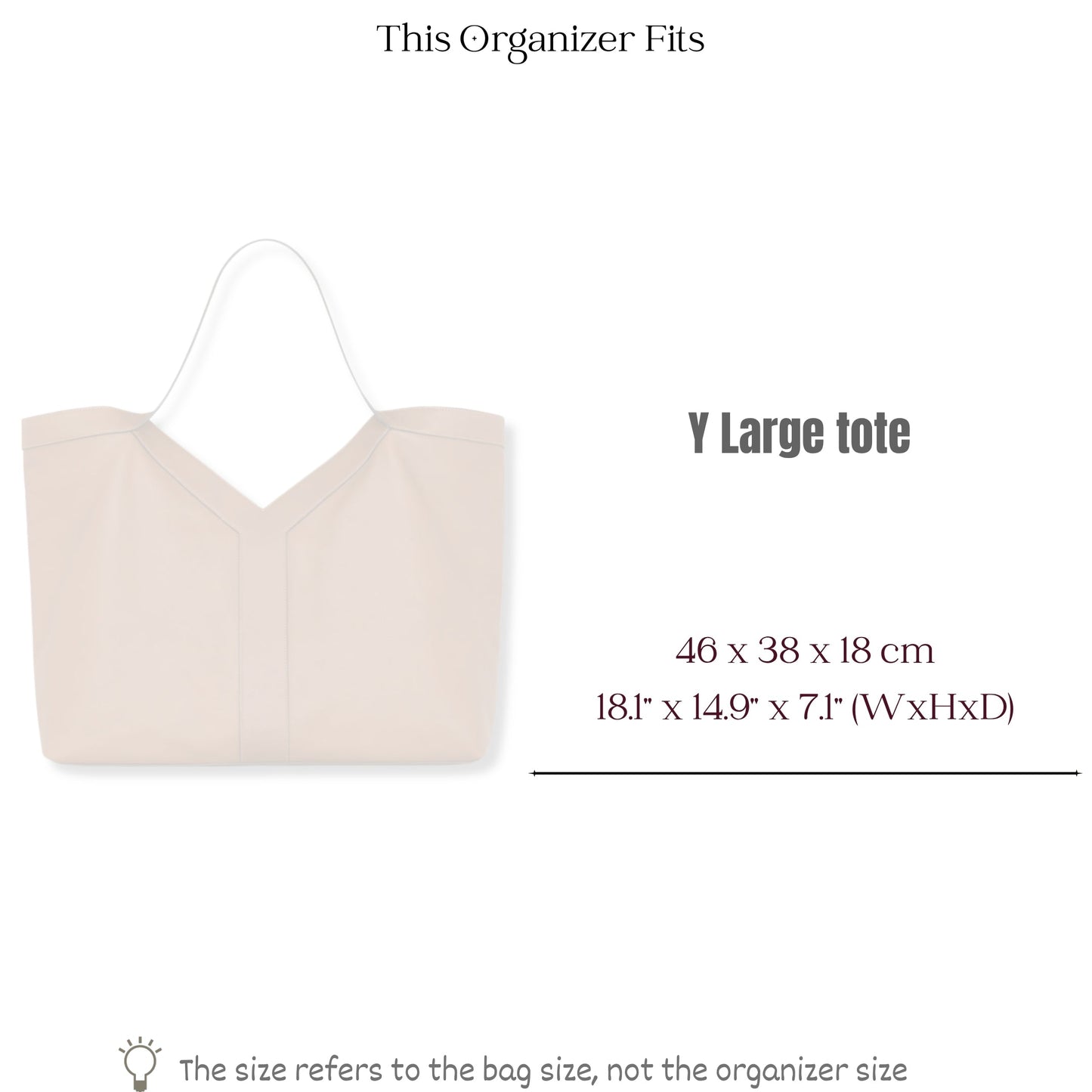 Bag Insert for (Saint Laurent (YSL), Y Large tote) Organizer of Felt Fabric