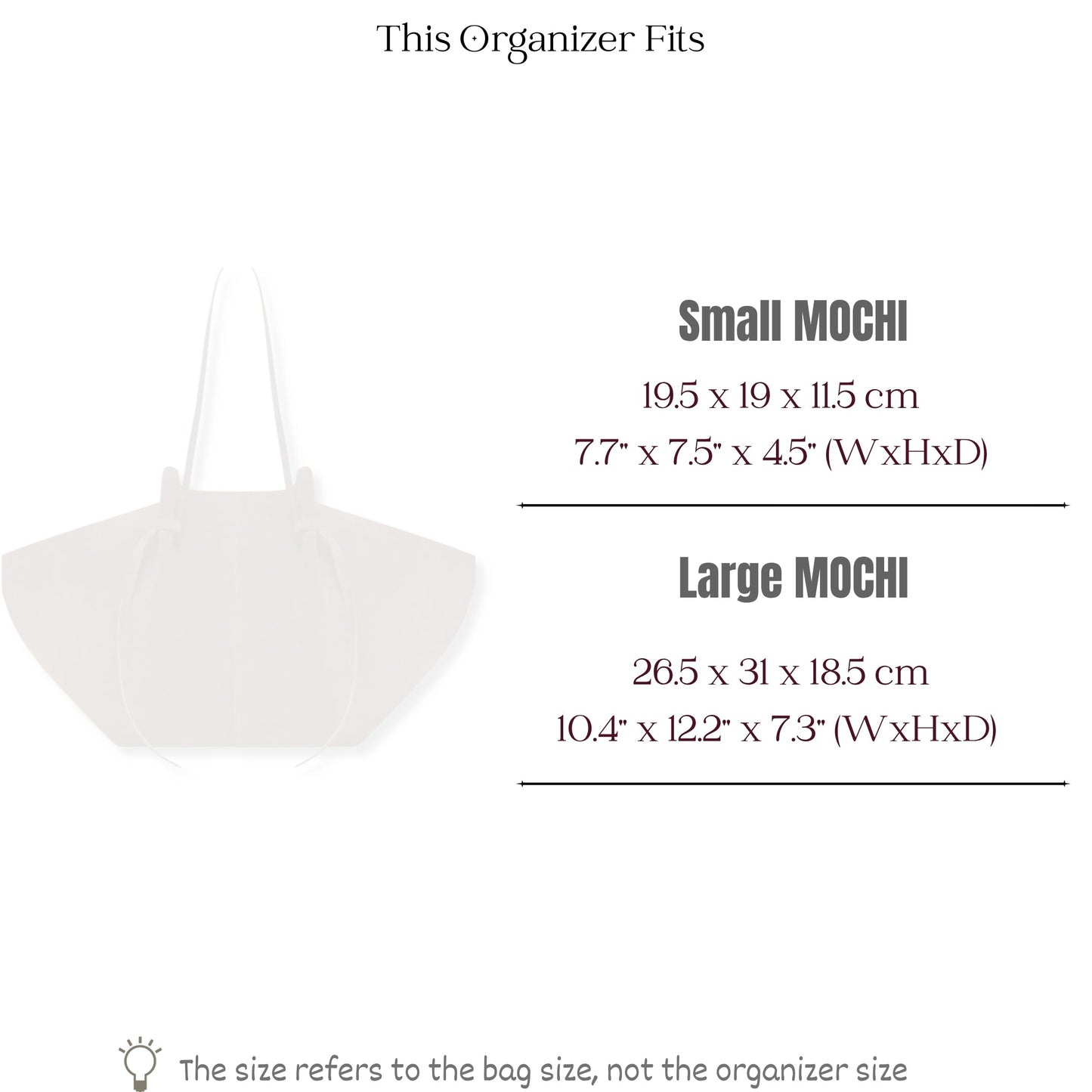 Bag Insert for (Yuzefi, Large MOCHI) Organizer of Felt Fabric