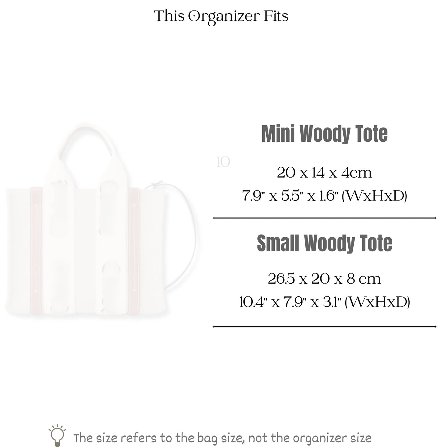 Bag Insert for (Chloe, Mini Woody Tote) Organizer of Silk Fabric