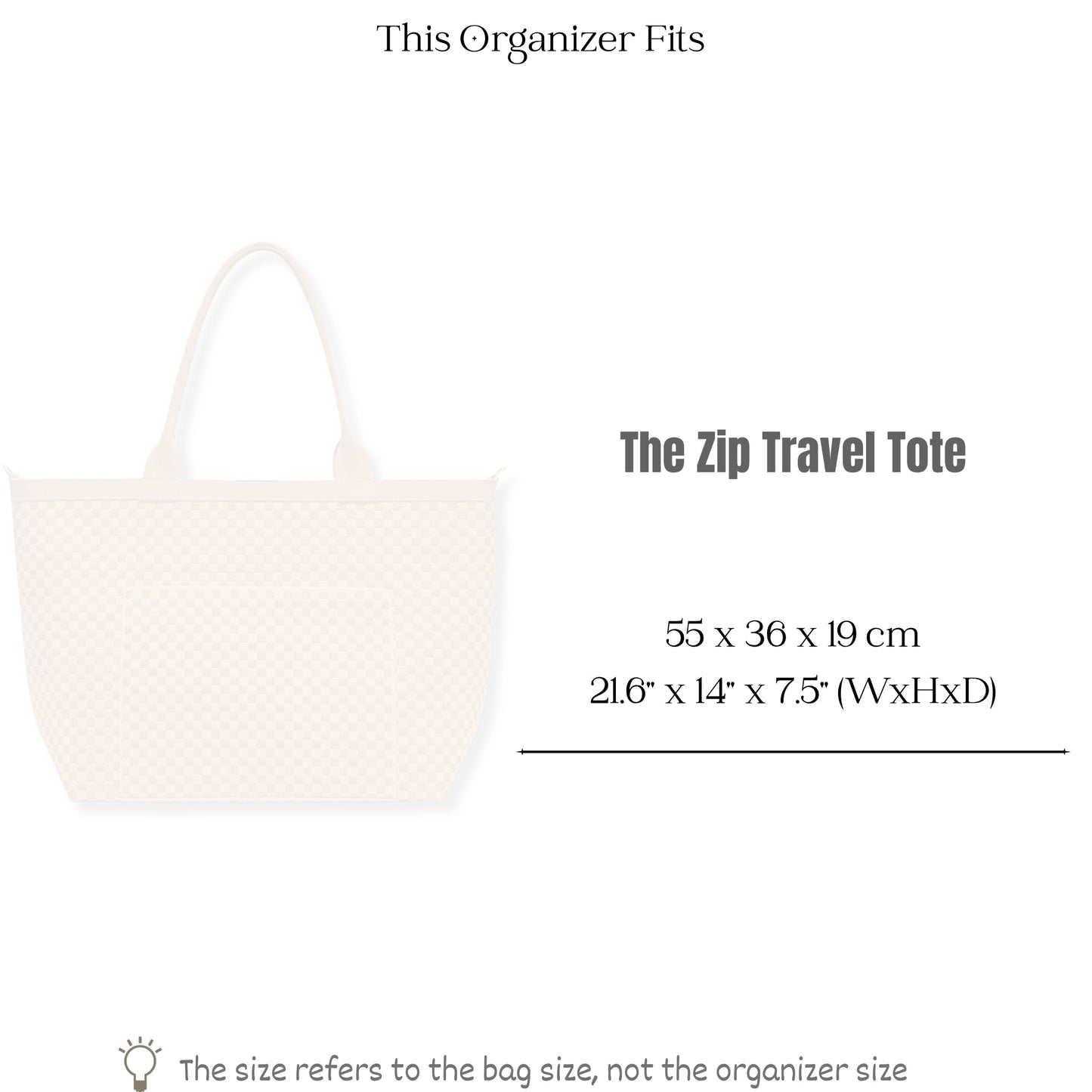 Bag Insert for (Rothys, The Zip Travel Tote) Organizer of Felt Fabric