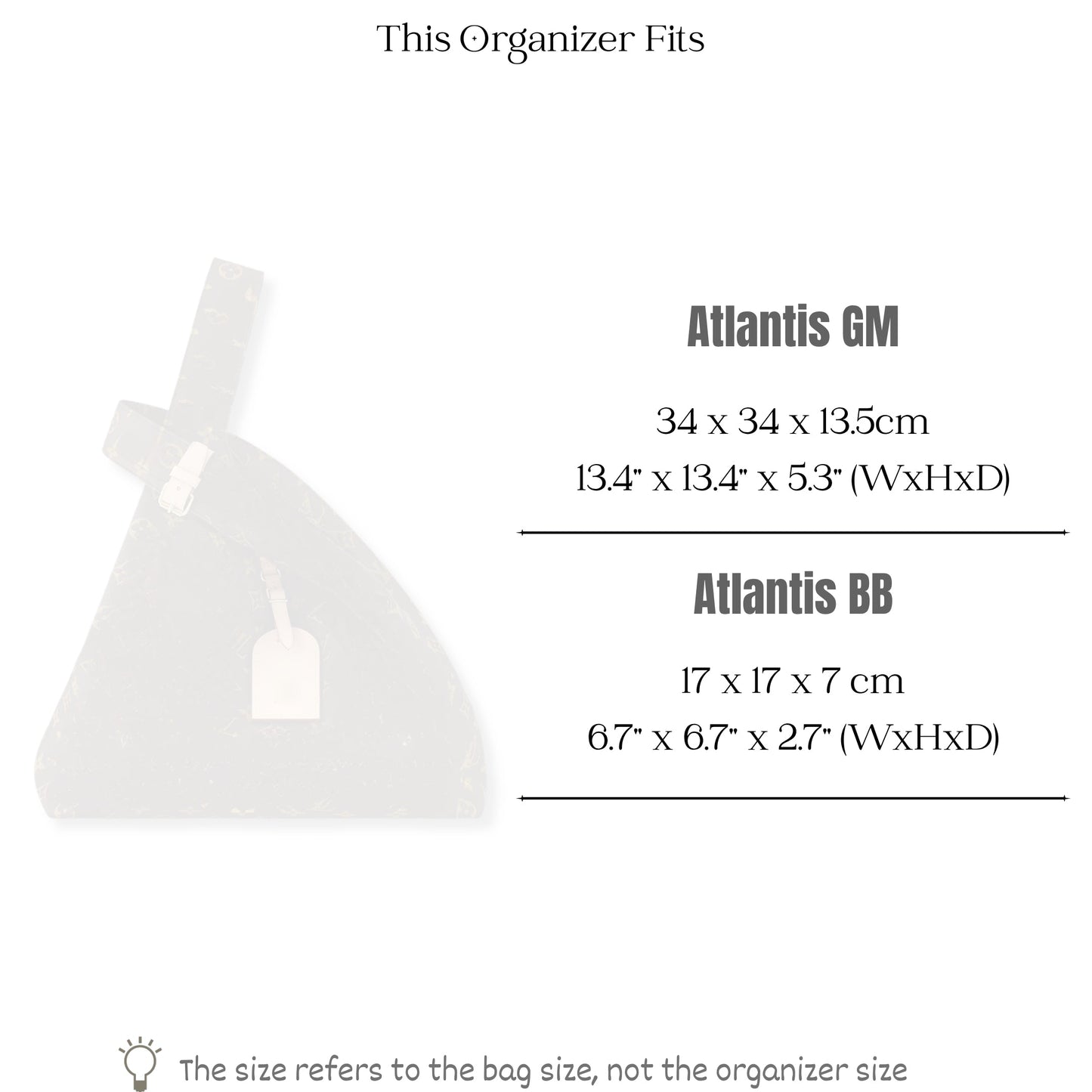 Bag Insert for (LV, Atlantis GM) Organizer of Silk Fabric