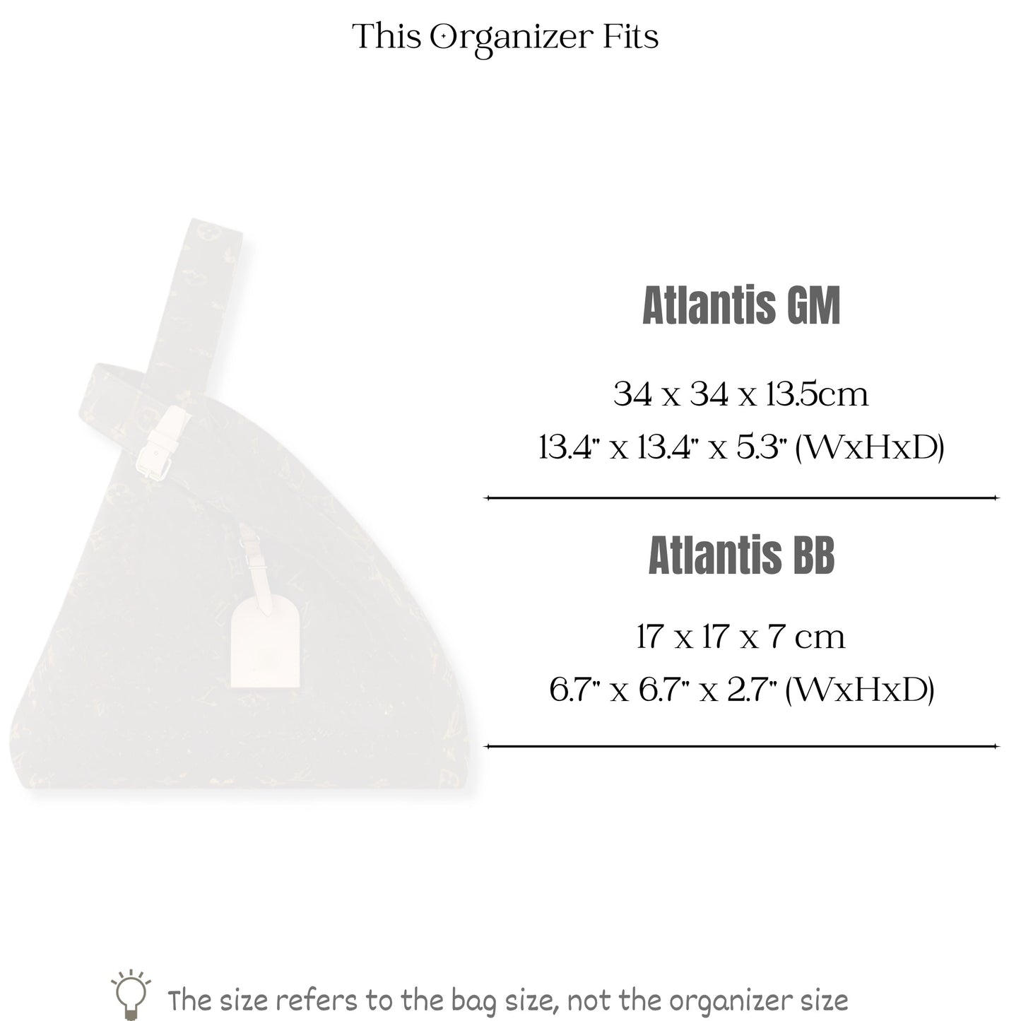 Bag Insert for (LV, Atlantis BB) Organizer of Silk Fabric