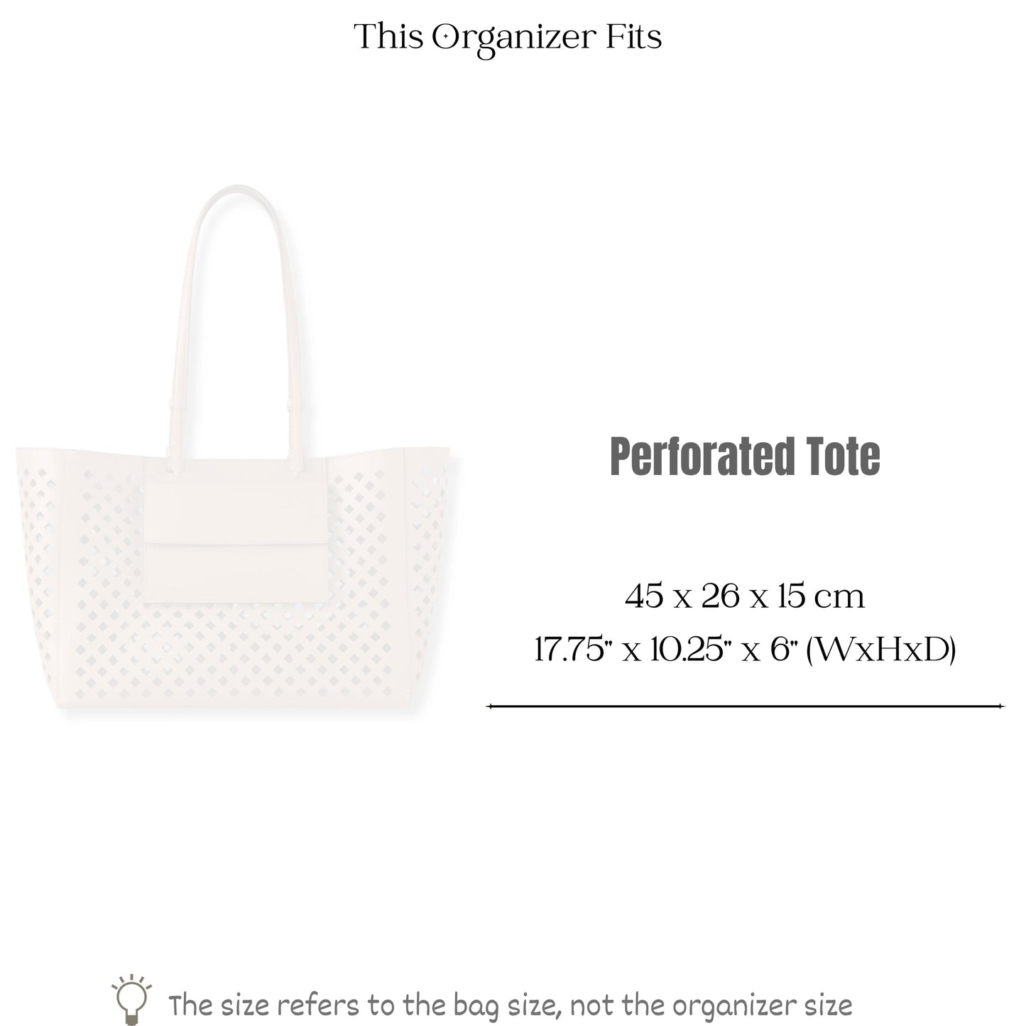 Bag Insert for (Mulberry, Perforated Tote) Organizer of Nylon Fabric