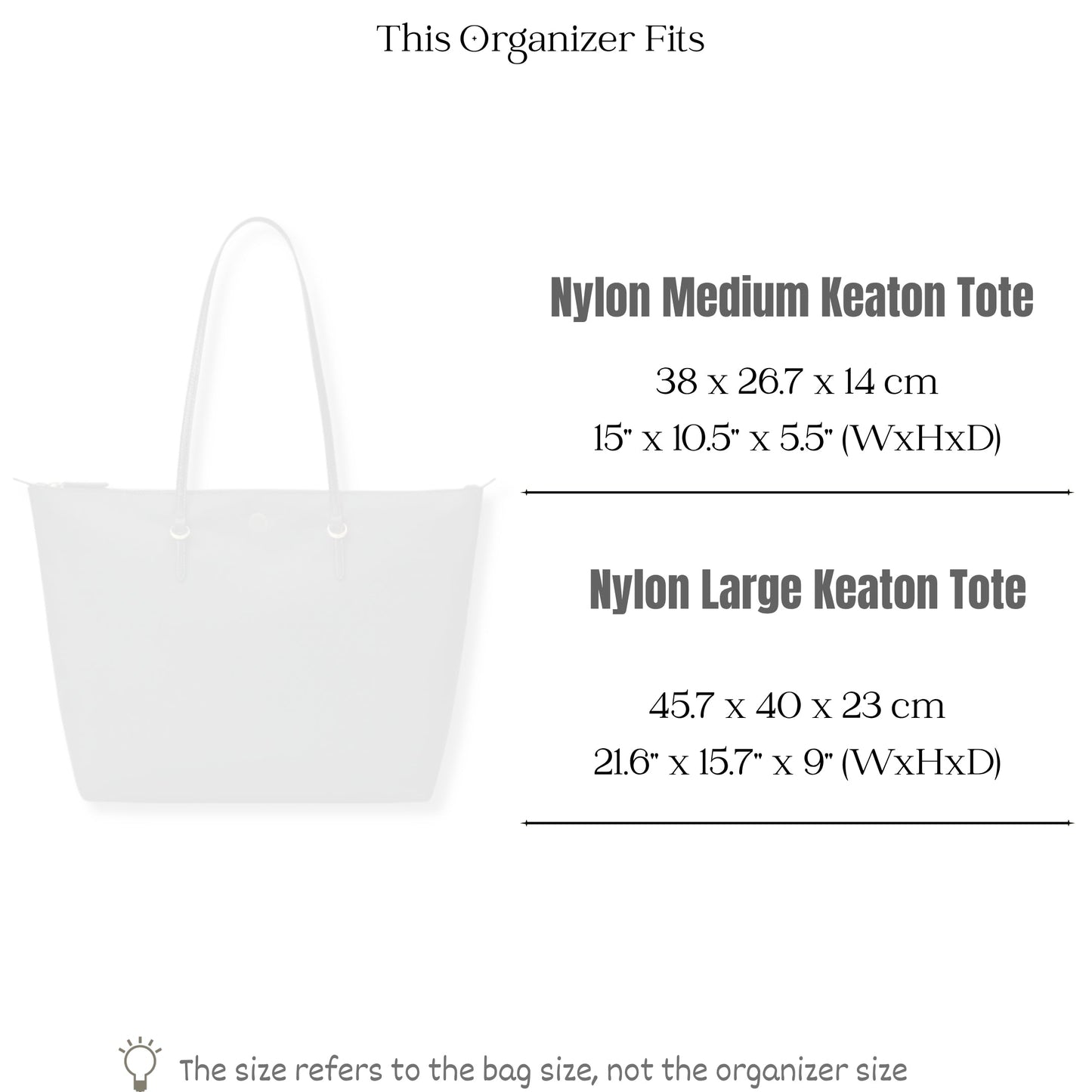 Bag Insert for (Ralph Lauren, Nylon Medium Keaton Tote Bag) Organizer of Felt Fabric