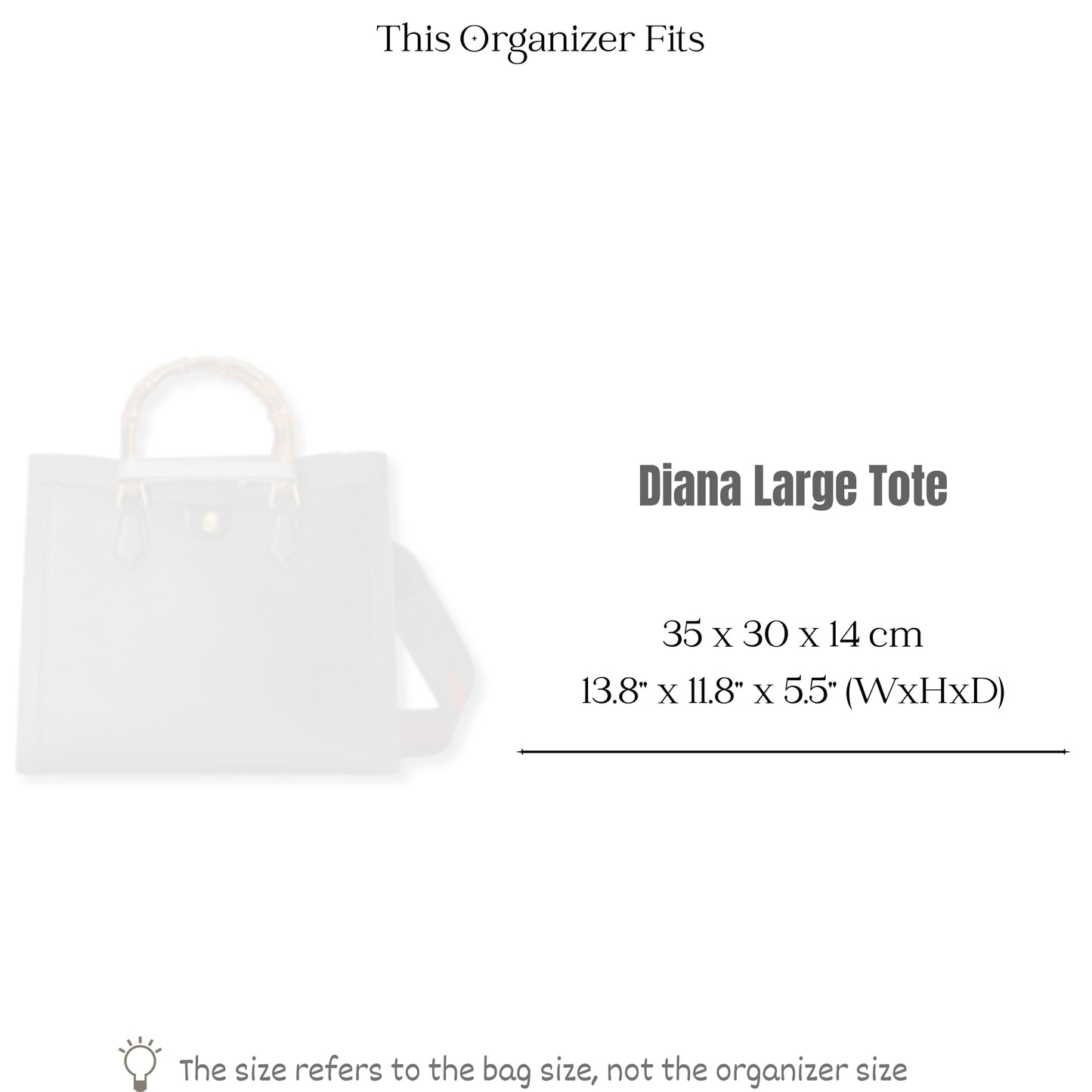 Bag Insert for (Gucci, Diana Large Tote) Organizer of Silk Fabric