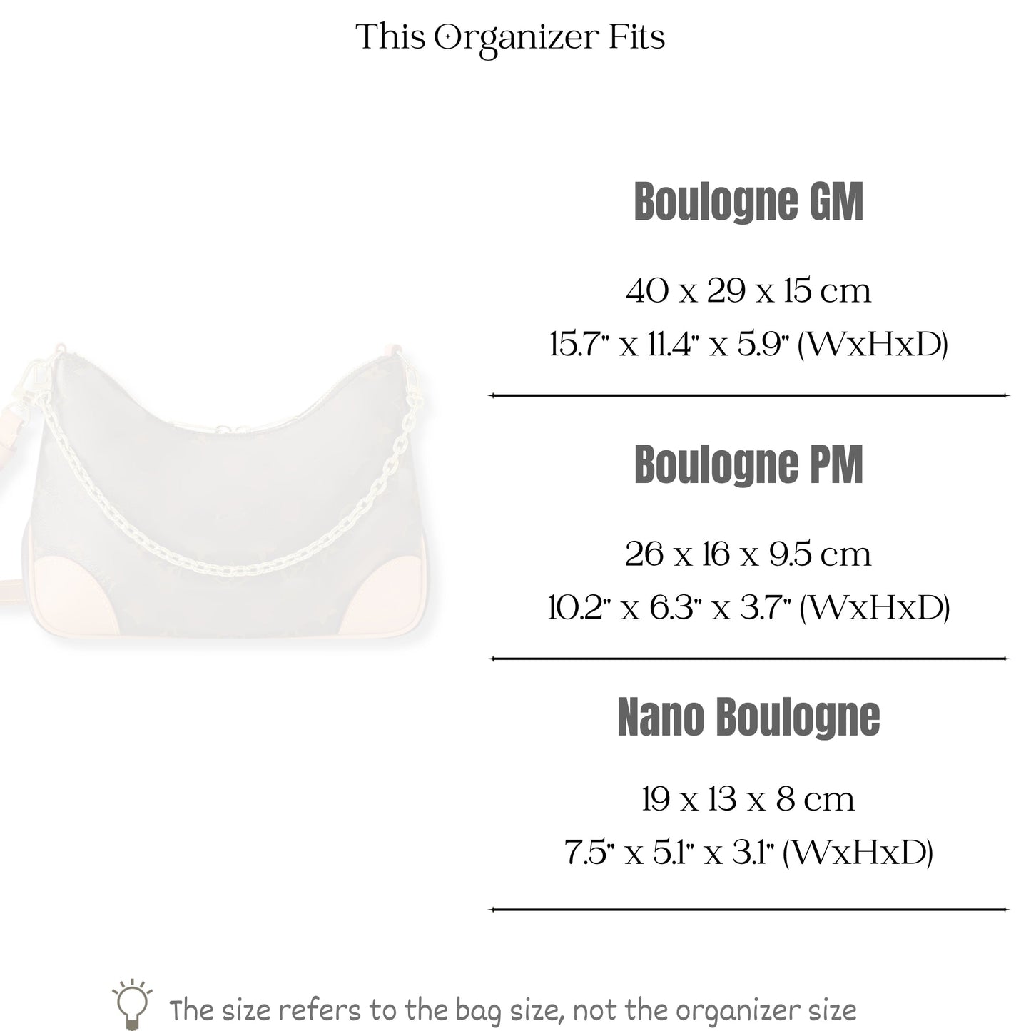 Bag Insert for (LV, Boulogne GM) Organizer of Silk Fabric