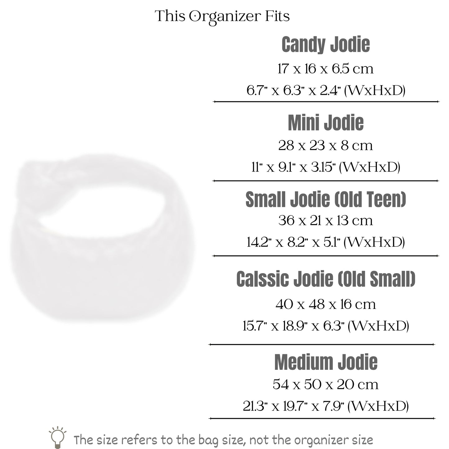 Bag Insert for (Bottega Veneta, Medium Jodie) Organizer of Felt Fabric