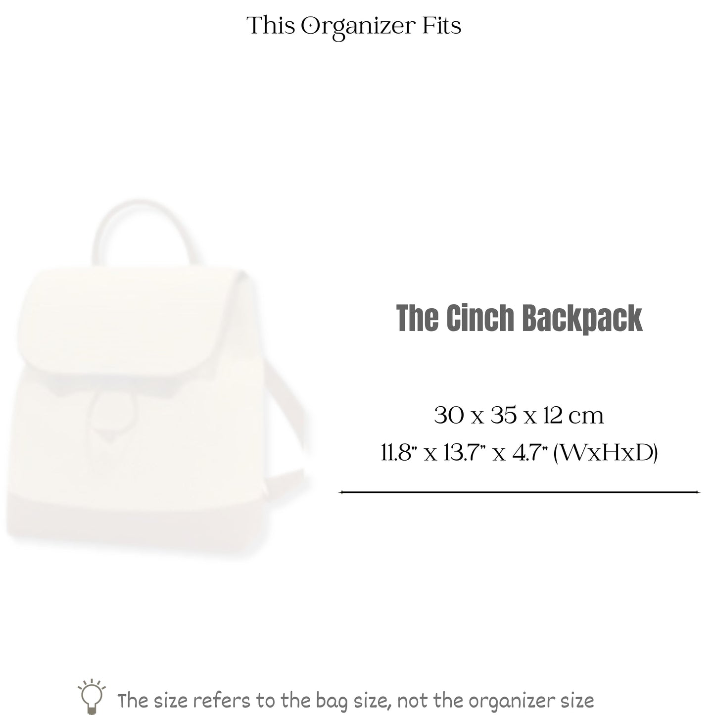 Bag Insert for (Rothys, The Cinch Backpack) Organizer of Felt Fabric