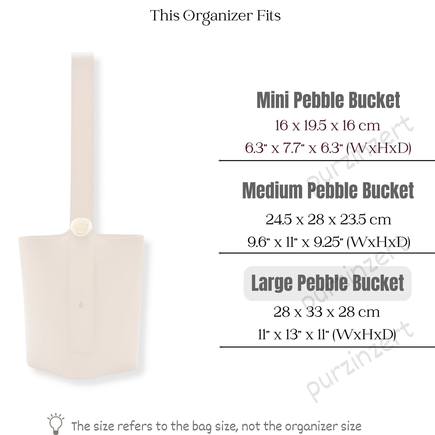 Bag Insert for (Loewe, Large Pebble Bucket) Organizer of Felt Fabric