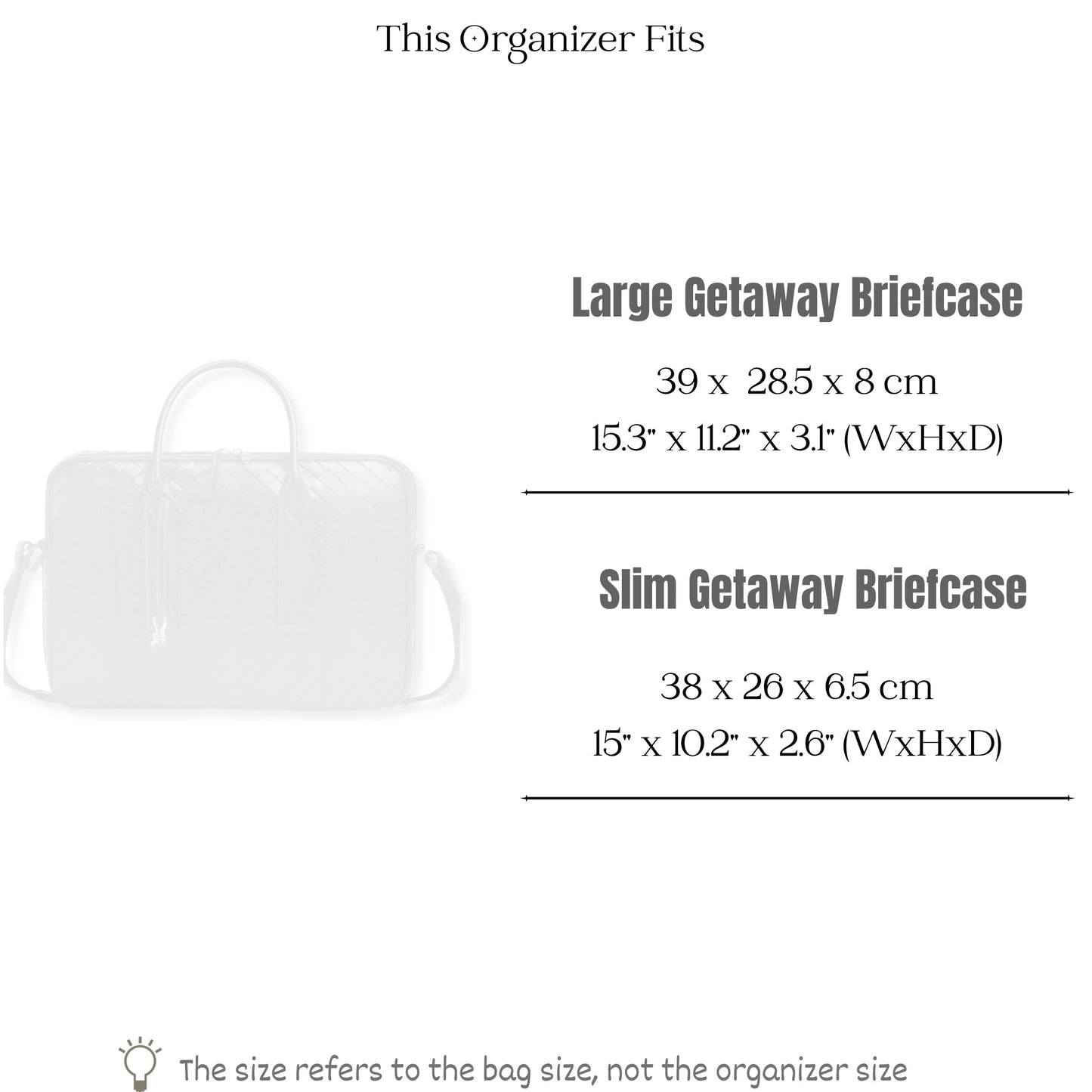 Bag Insert for (Bottega Veneta, Large Getaway Briefcase) Organizer of Silk Fabric