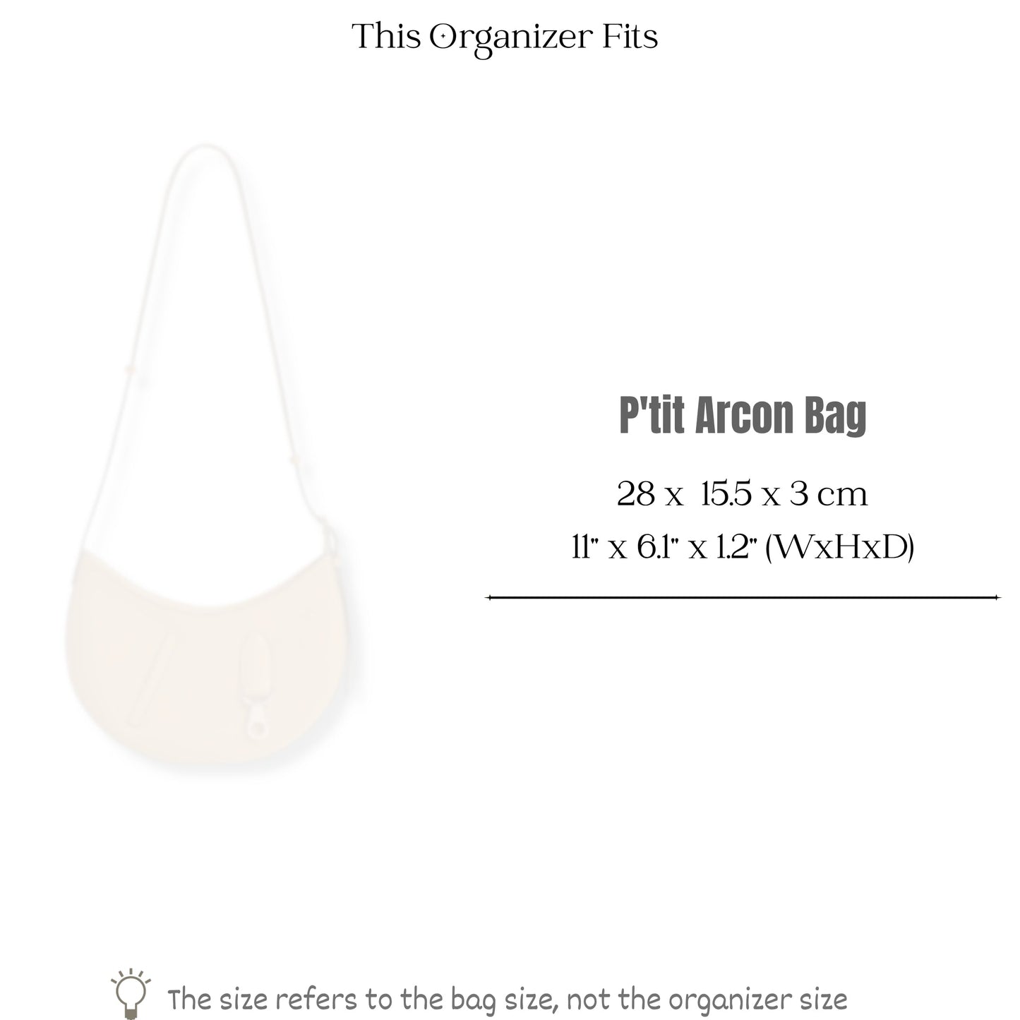 Bag Insert for (Hermes, P'tit Arcon bag) Organizer of Felt Fabric