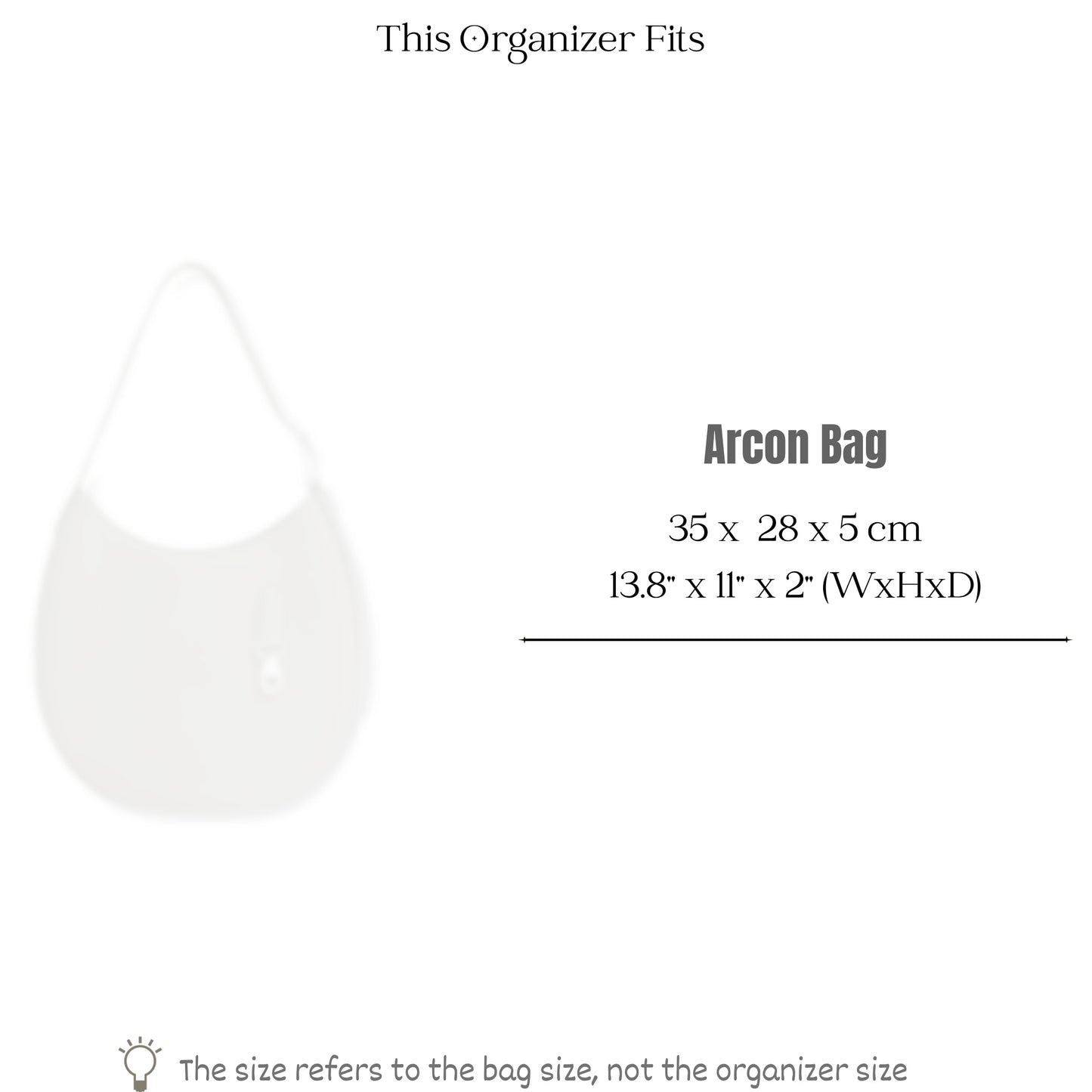 Bag Insert for (Hermes, Arcon bag) Organizer of Nylon Fabric