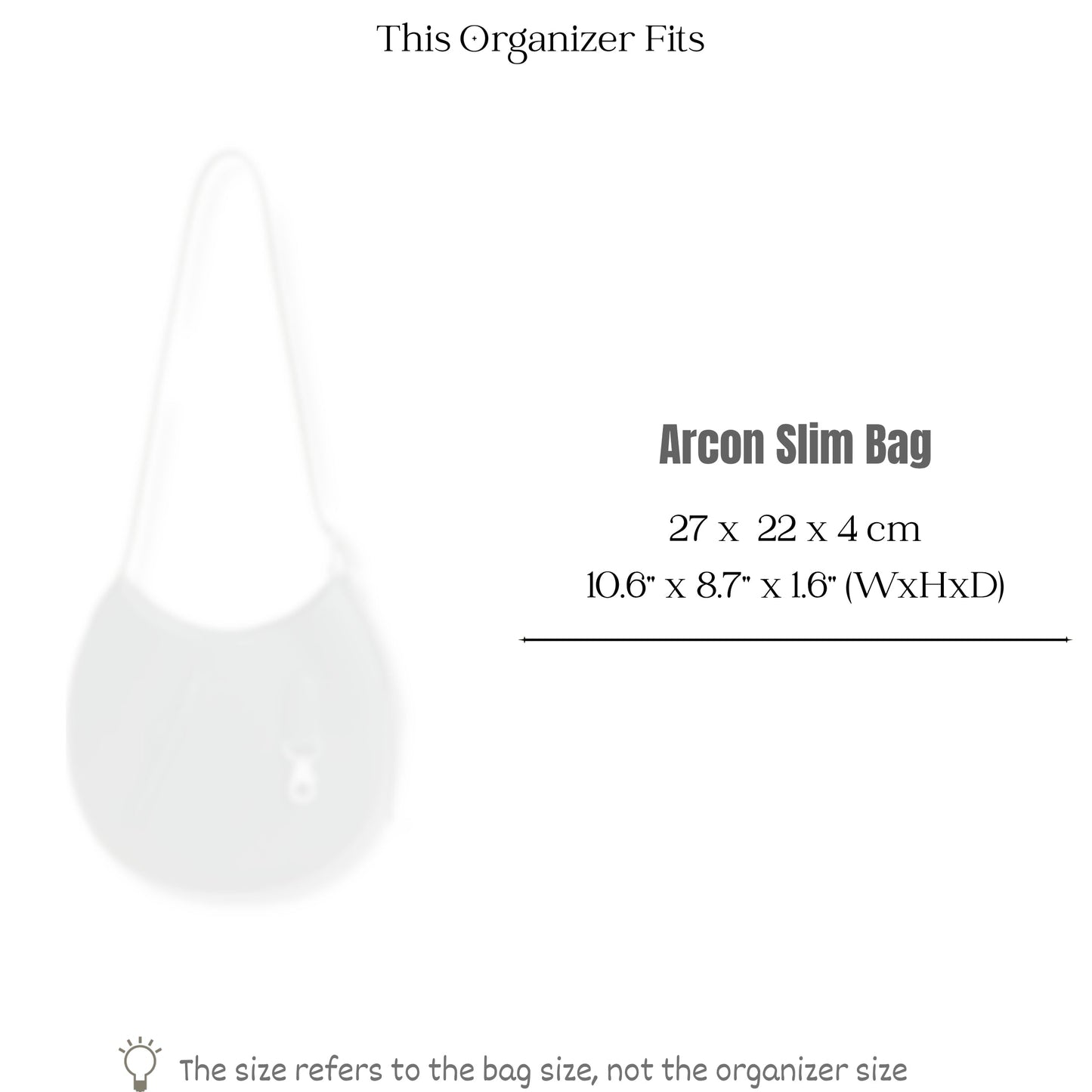 Bag Insert for (Hermes, Arcon slim bag) Organizer of Felt Fabric