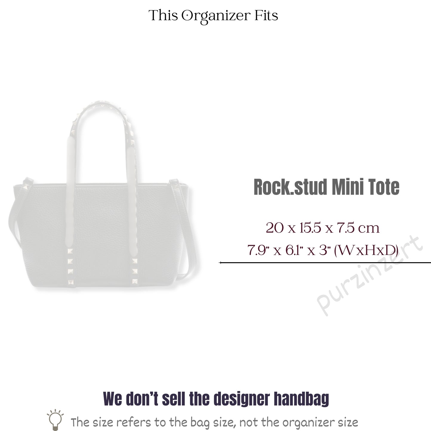 Bag Insert for (Valentino, Rockstud Mini Tote) Organizer of Silk Fabric