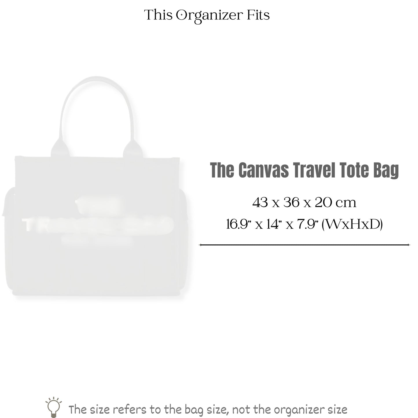 Bag Insert for (Marc Jacobs, The Canvas Travel Tote Bag) Organizer of Felt Fabric