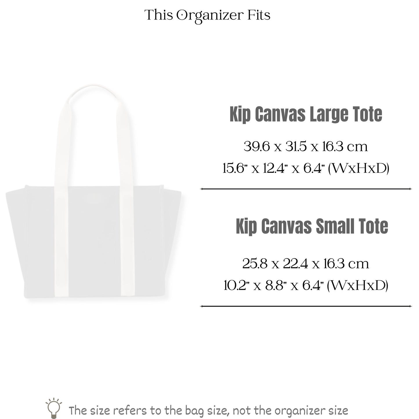 Bag Insert for (Kate Spade, Kip Canvas Large Tote) Organizer of Nylon Fabric