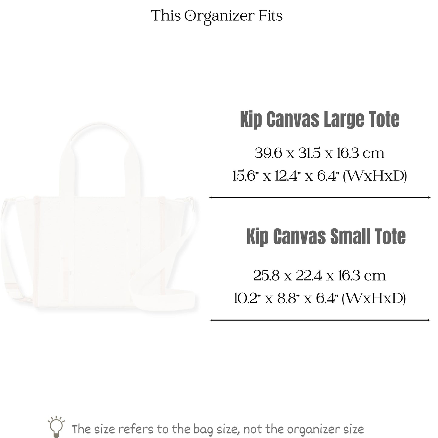 Bag Insert for (Kate Spade, Kip Canvas Small Tote) Organizer of Nylon Fabric