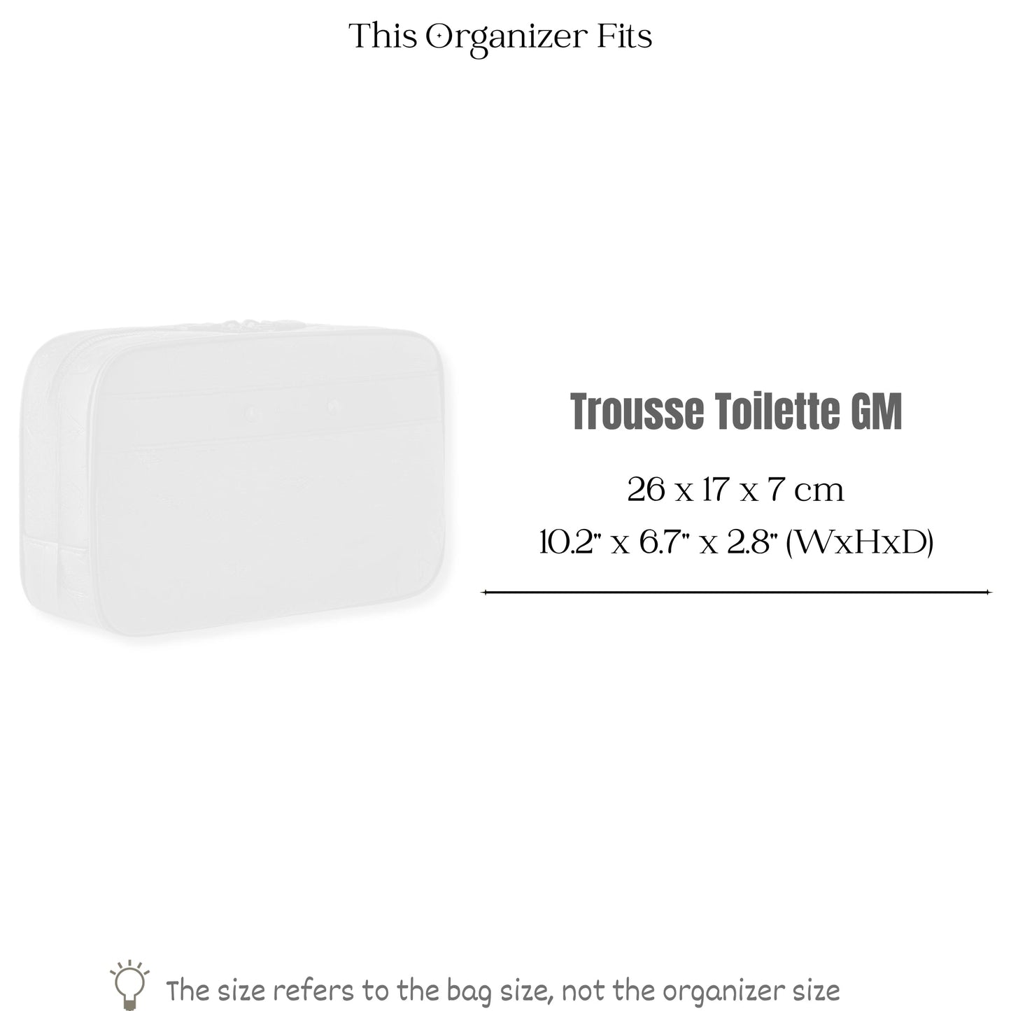 Bag Insert for (LV, Trousse Toilette GM) Organizer of Silk Fabric