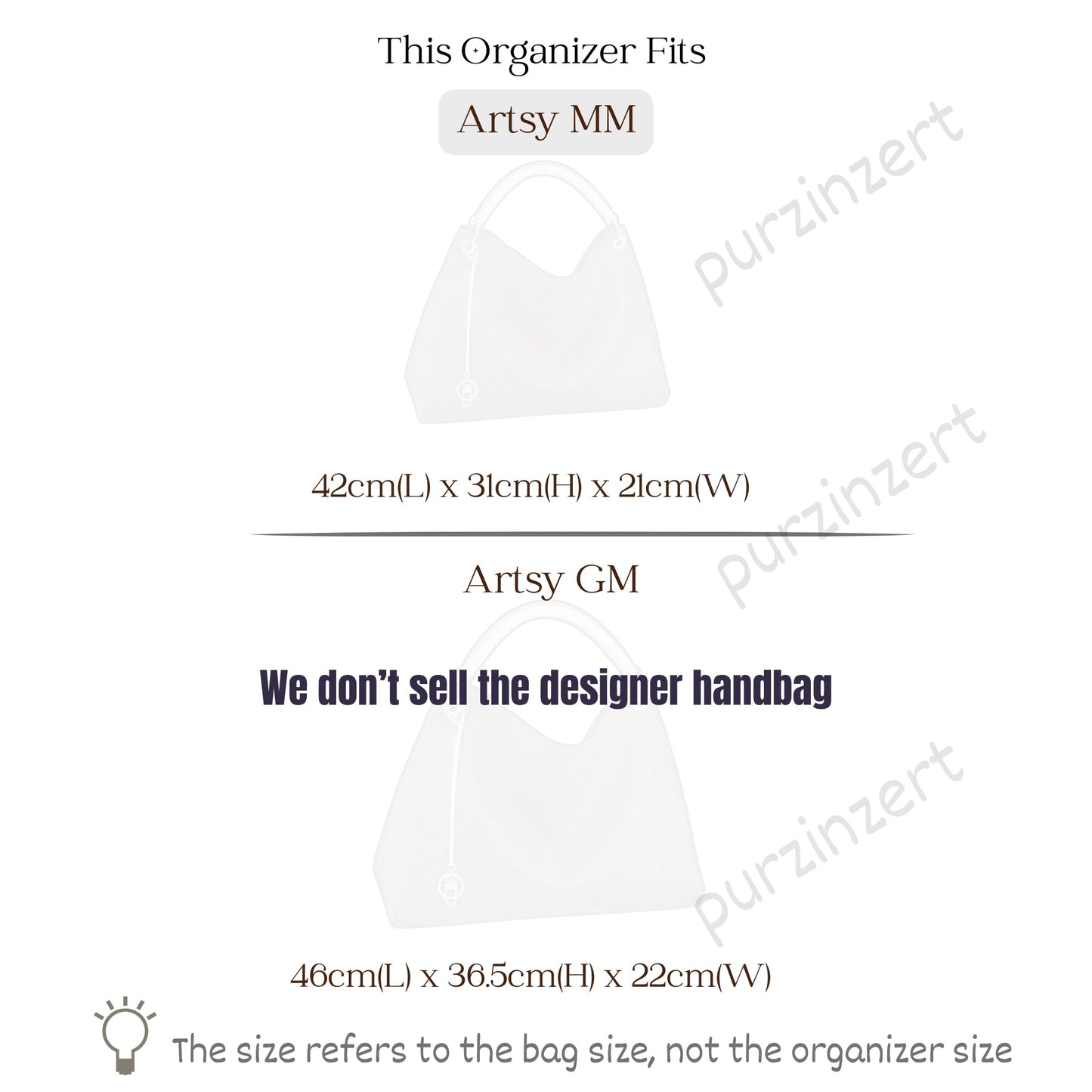 Bag Insert for (LV, Artsy MM (Medium)) Organizer of Felt Fabric