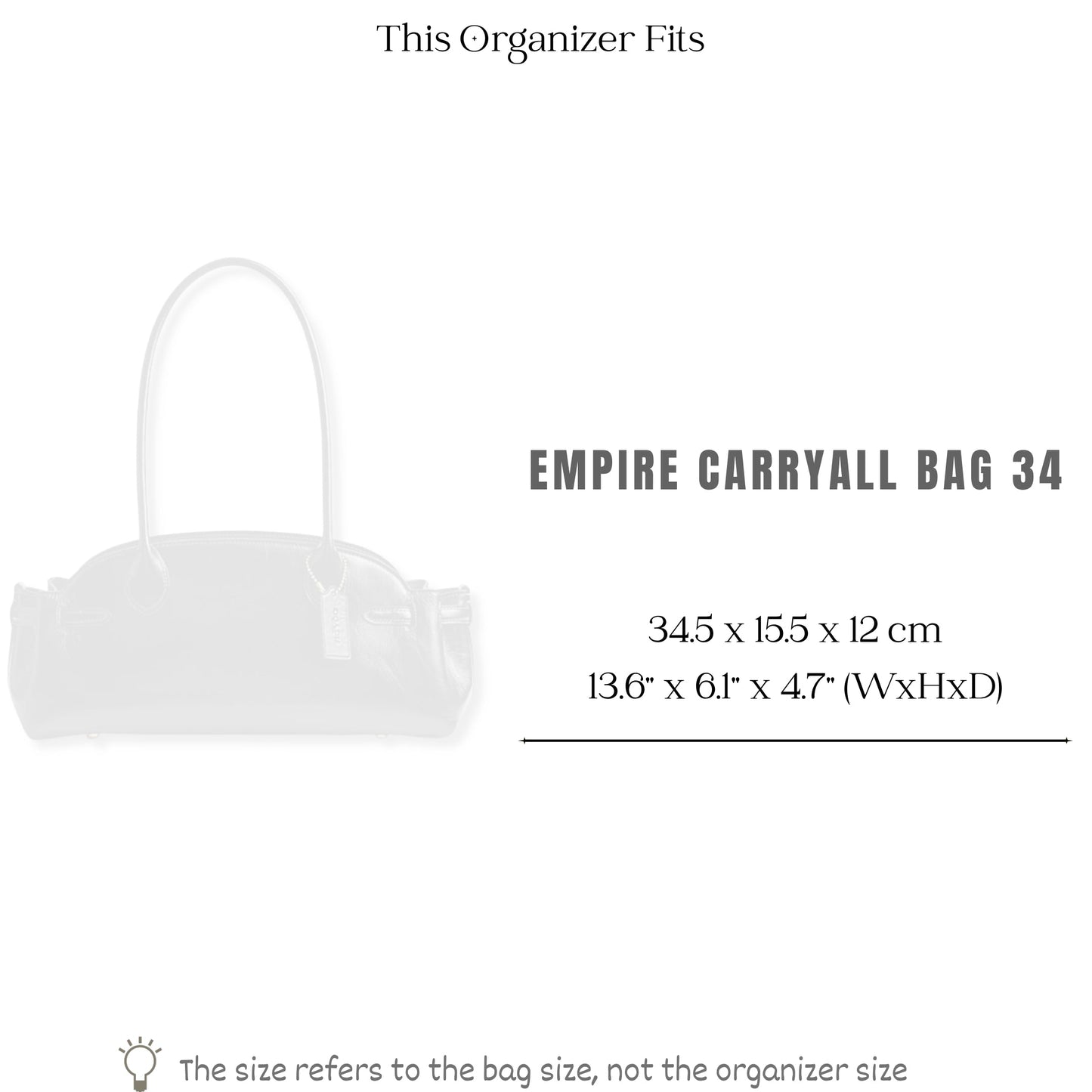 Bag Insert for (Coach, EMPIRE CARRYALL BAG 34) Organizer of Silk Fabric